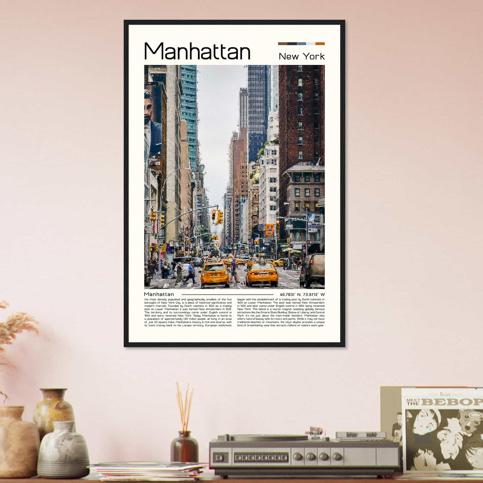 Manhattan New York Cityscape Poster Print, Manhattan New York Digital