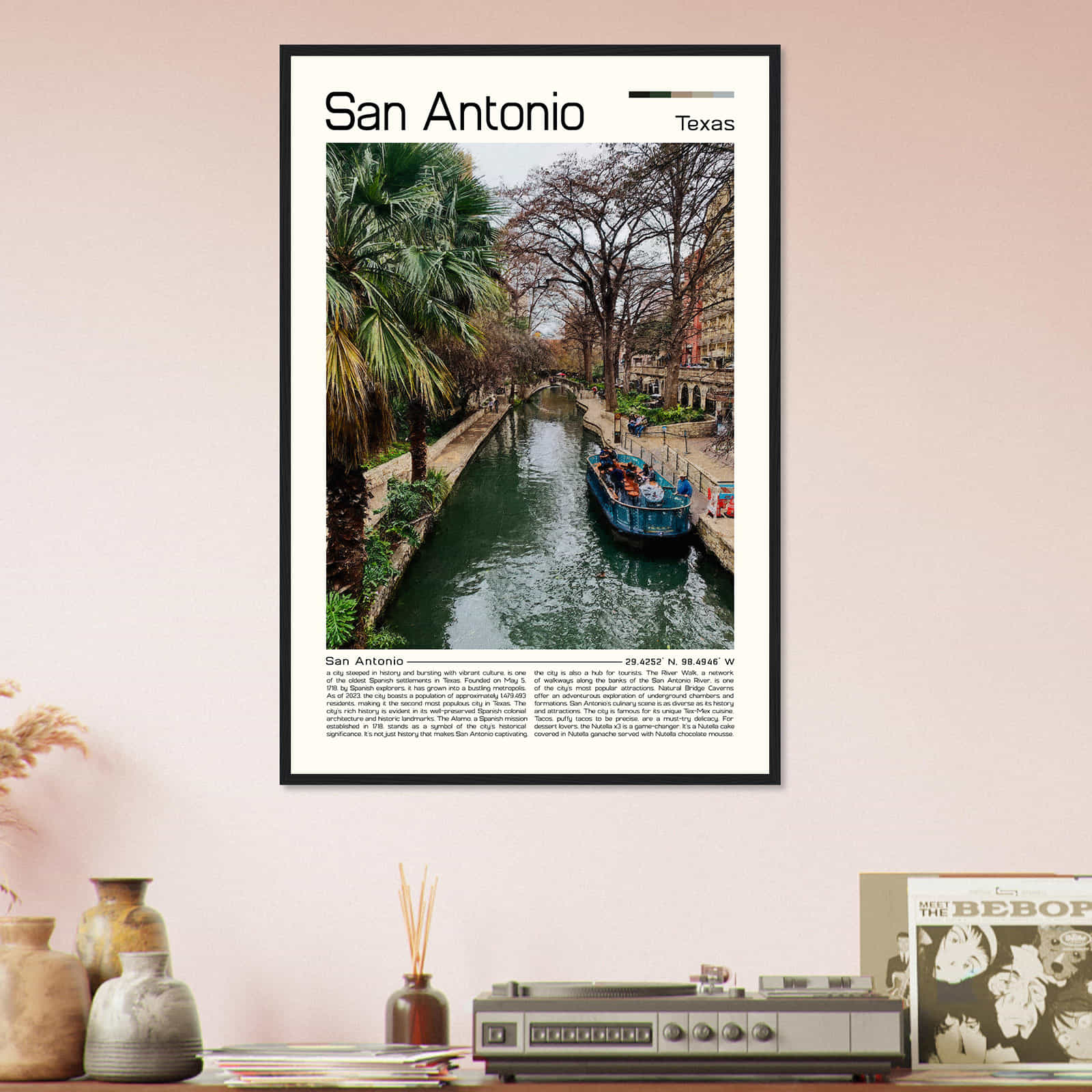San Antonio Texas Cityscape Poster Print, San Antonio Texas Digital Oil