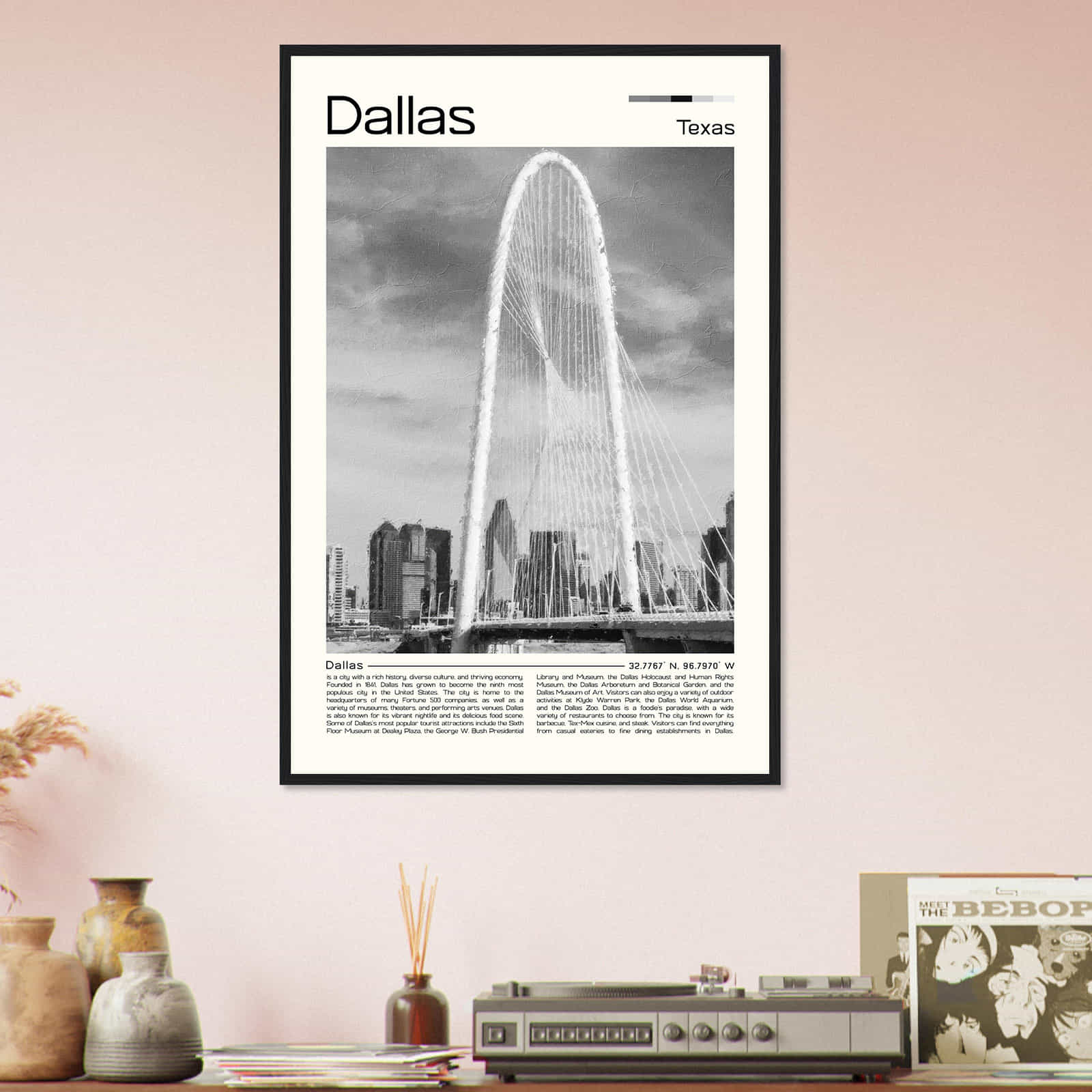 Dallas Texas Cityscape Poster Print, Dallas Texas Digital Oil Paint Poster DS-2