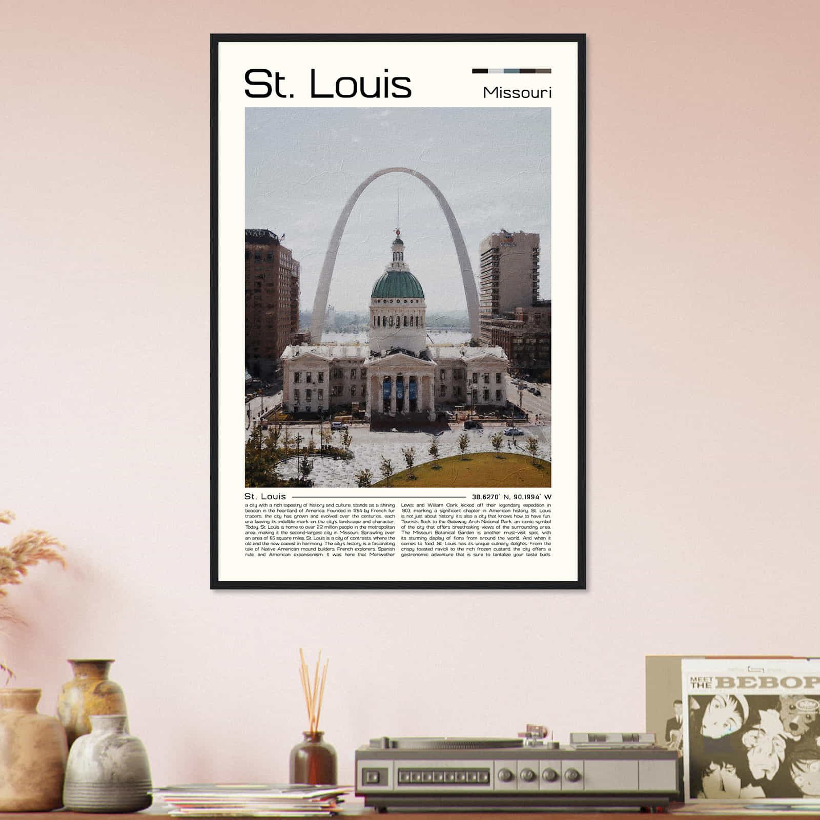 St. Louis Missouri Cityscape Poster Print, St. Louis Missouri Digital Oil Paint Poster DS-4