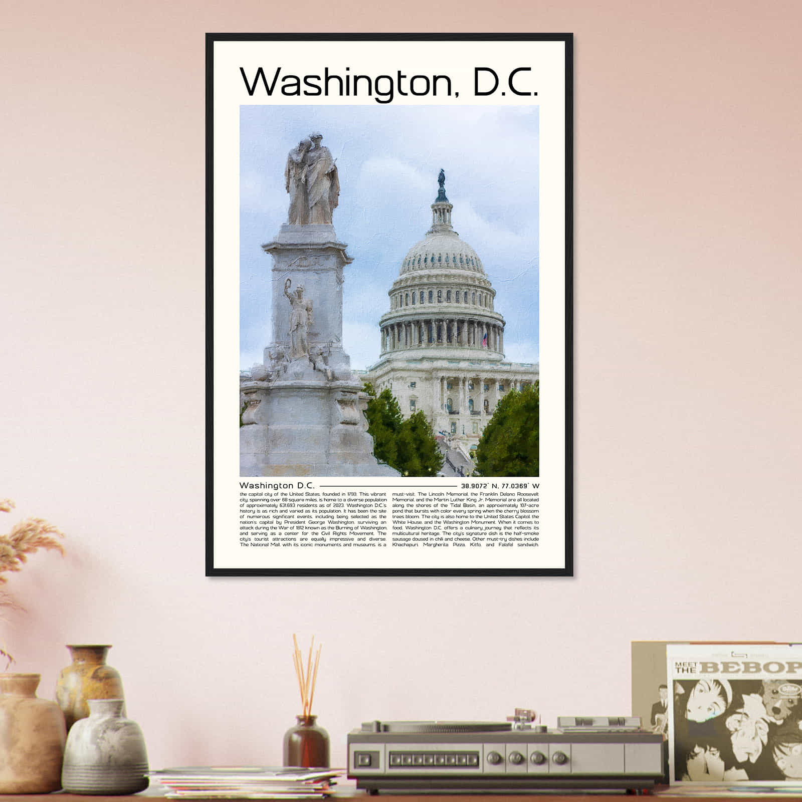 Washington DC Cityscape Poster Print, Washington DC Digital Oil Paint Poster DS-1