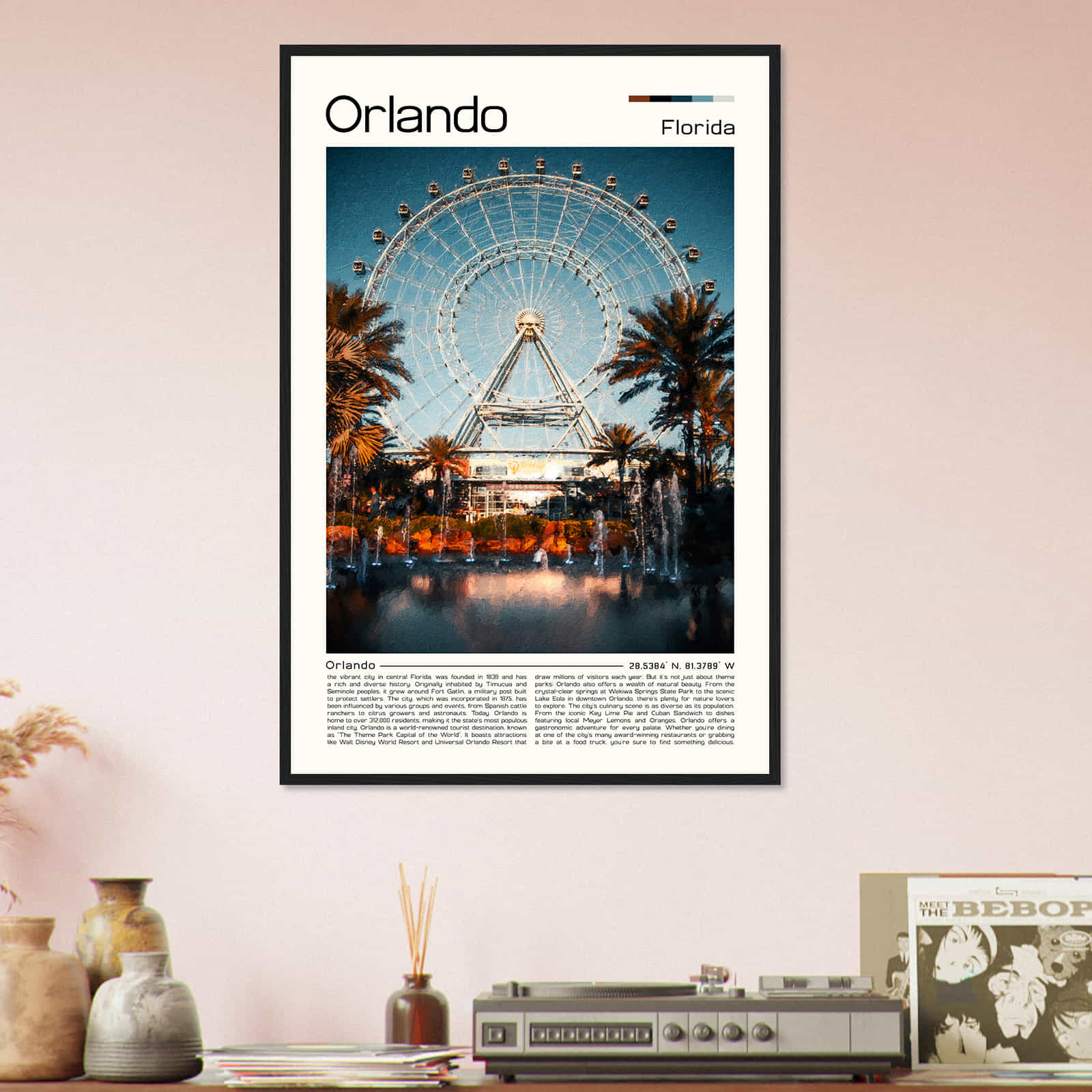 Orlando Florida Cityscape Poster Print, Orlando Florida Digital Oil