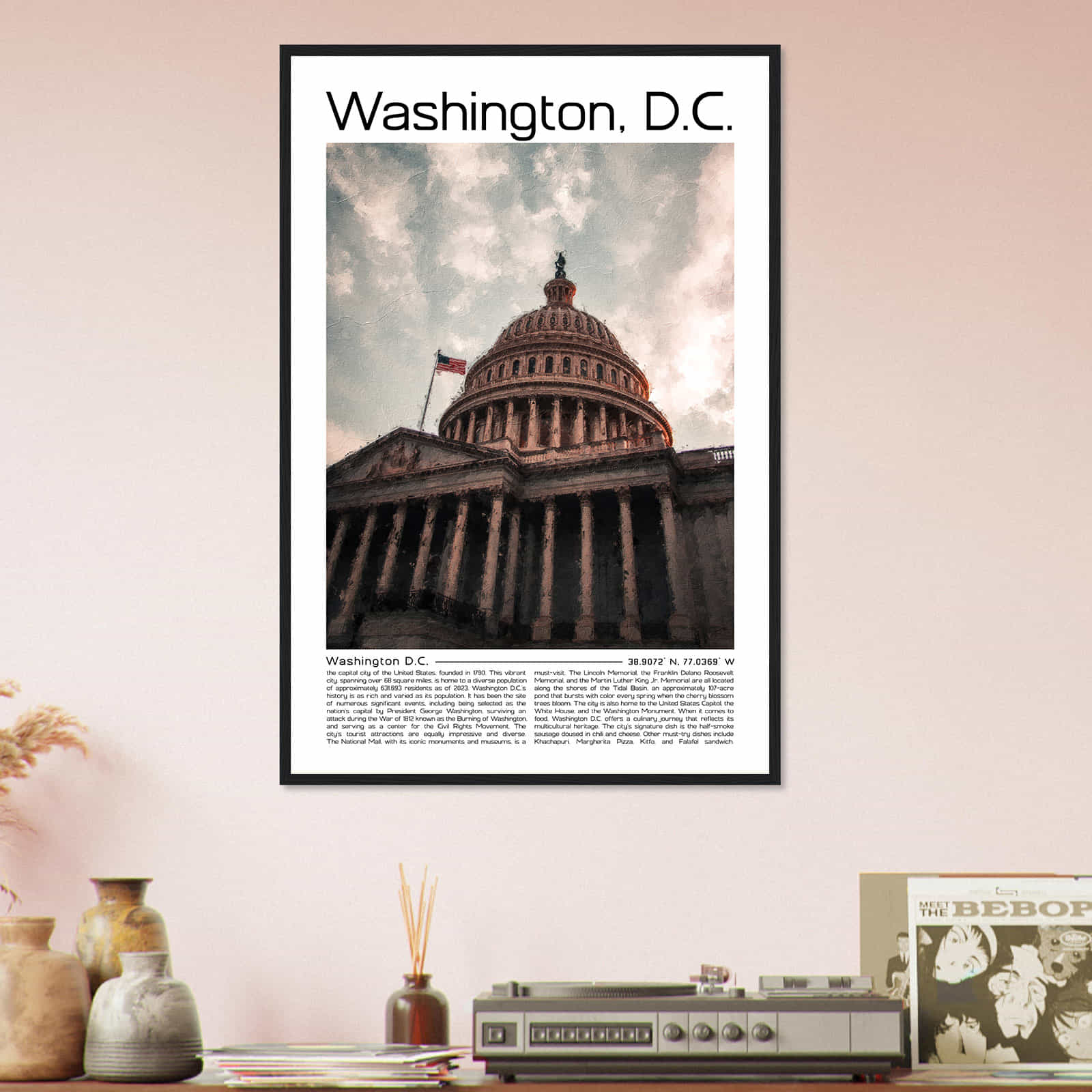 Washington DC Cityscape Poster Print, Washington DC Digital Oil Paint Poster DS-2