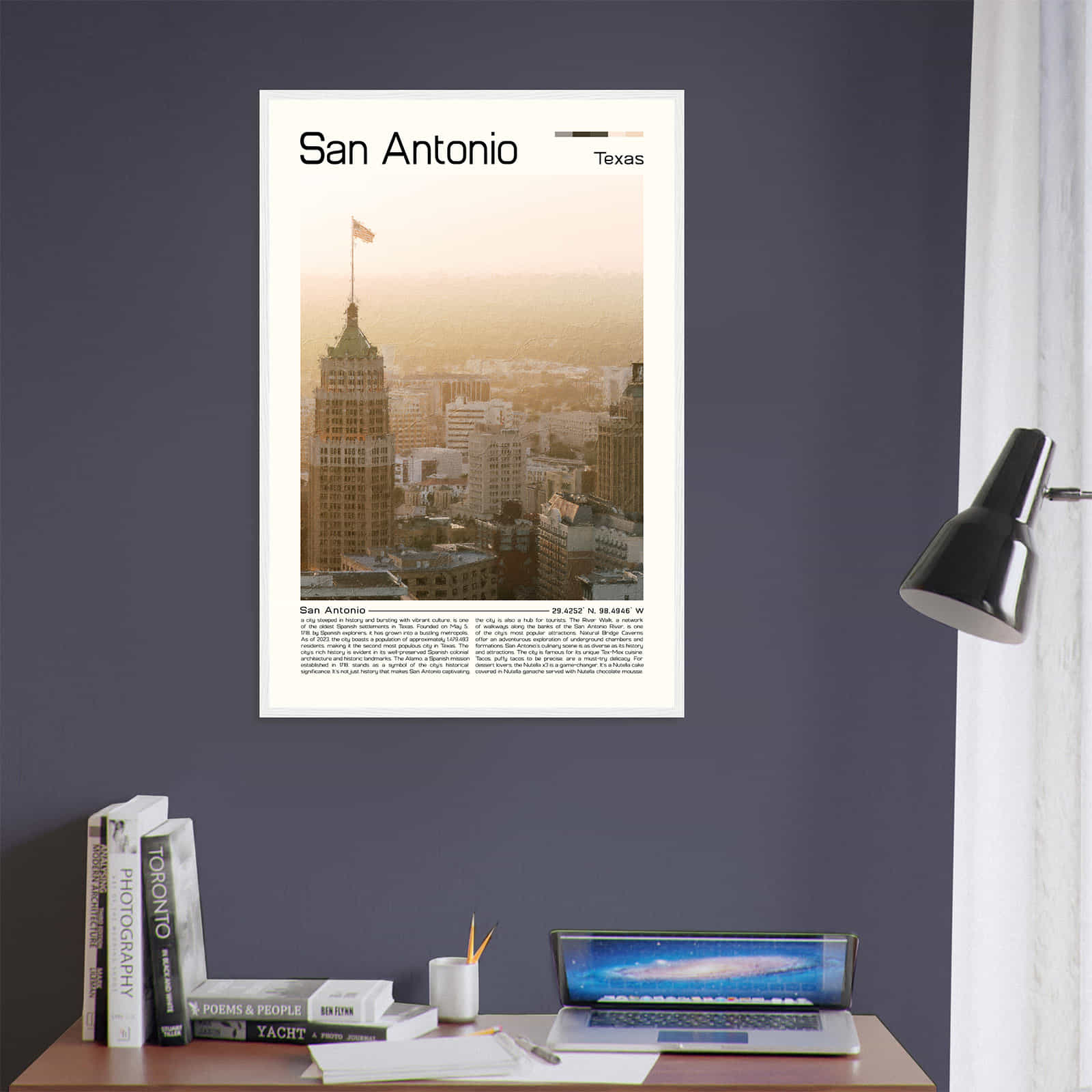 San Antonio Texas Cityscape Poster Print, San Antonio Texas Digital Oil