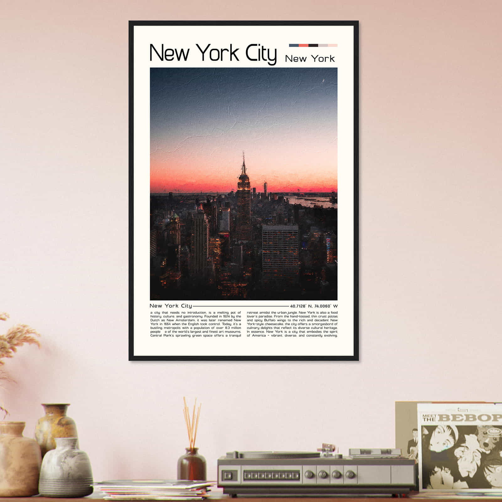 New York City New York Cityscape Poster Print, New York City New York Digital Oil Paint Poster DS-8