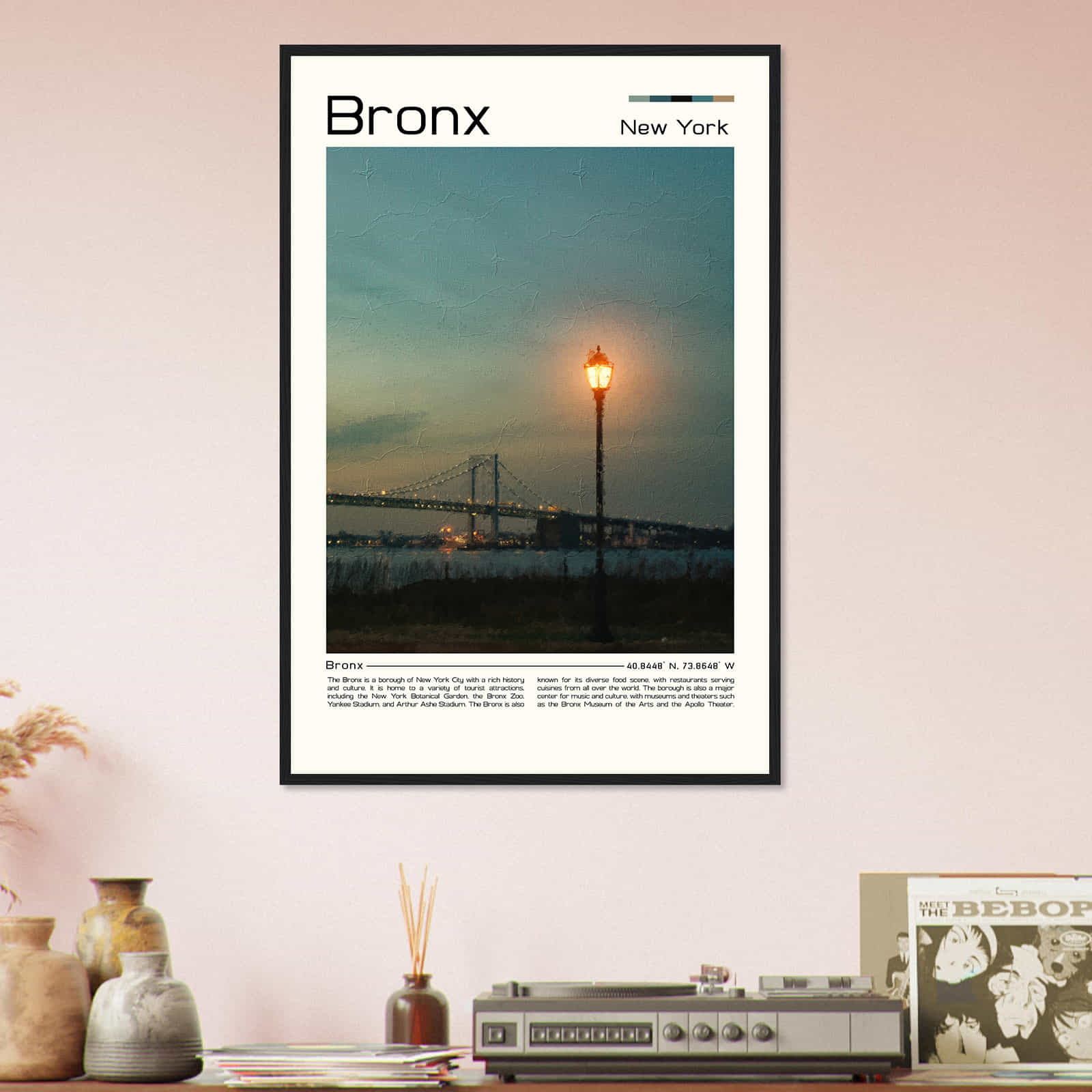Bronx New York Cityscape Poster Print, Bronx New York Digital Oil Paint