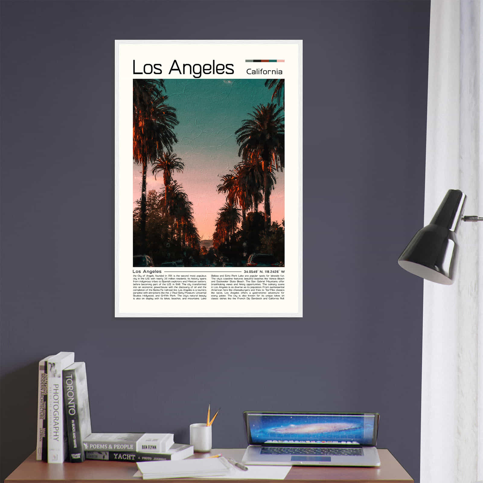 Los Angeles California Cityscape Poster Print, Los Angeles California Digital Oil Paint Poster