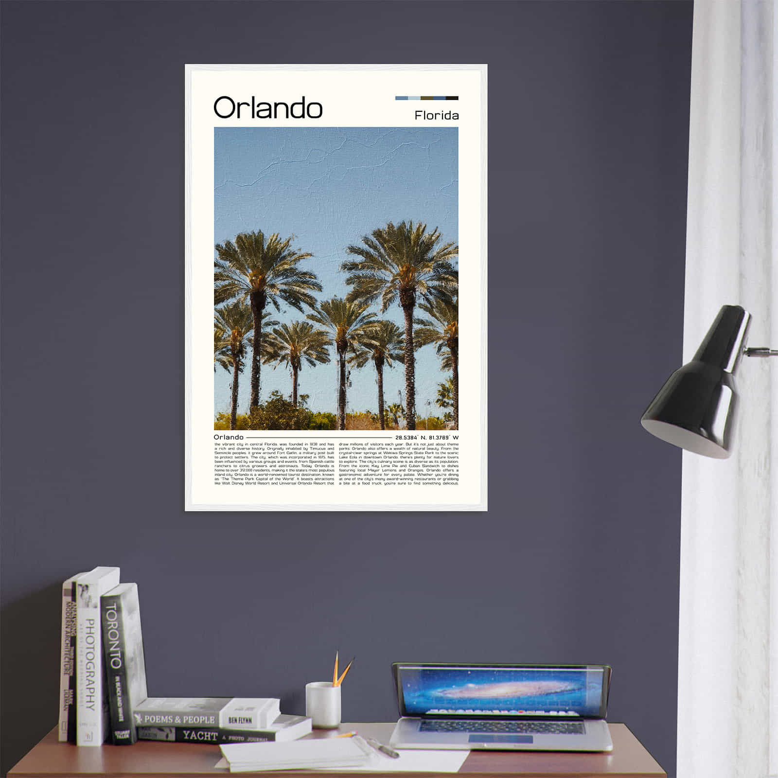 Orlando Florida Cityscape Poster Print, Orlando Florida Digital Oil