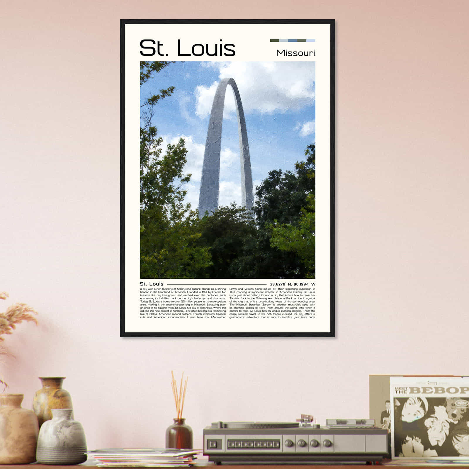 St. Louis Missouri Cityscape Poster Print, St. Louis Missouri Digital Oil Paint Poster DS-1