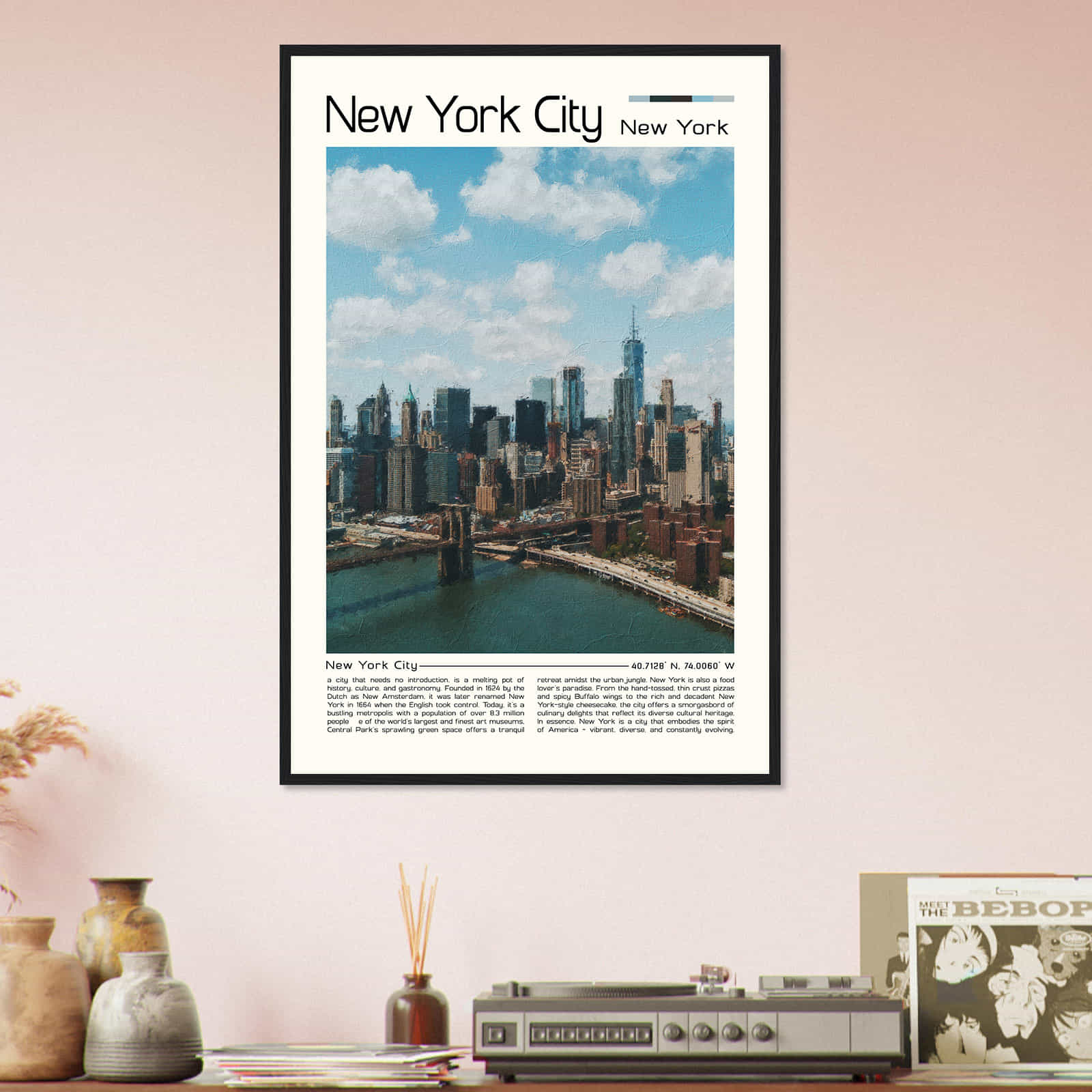 New York City New York Cityscape Poster Print, New York City New York Digital Oil Paint Poster DS-3