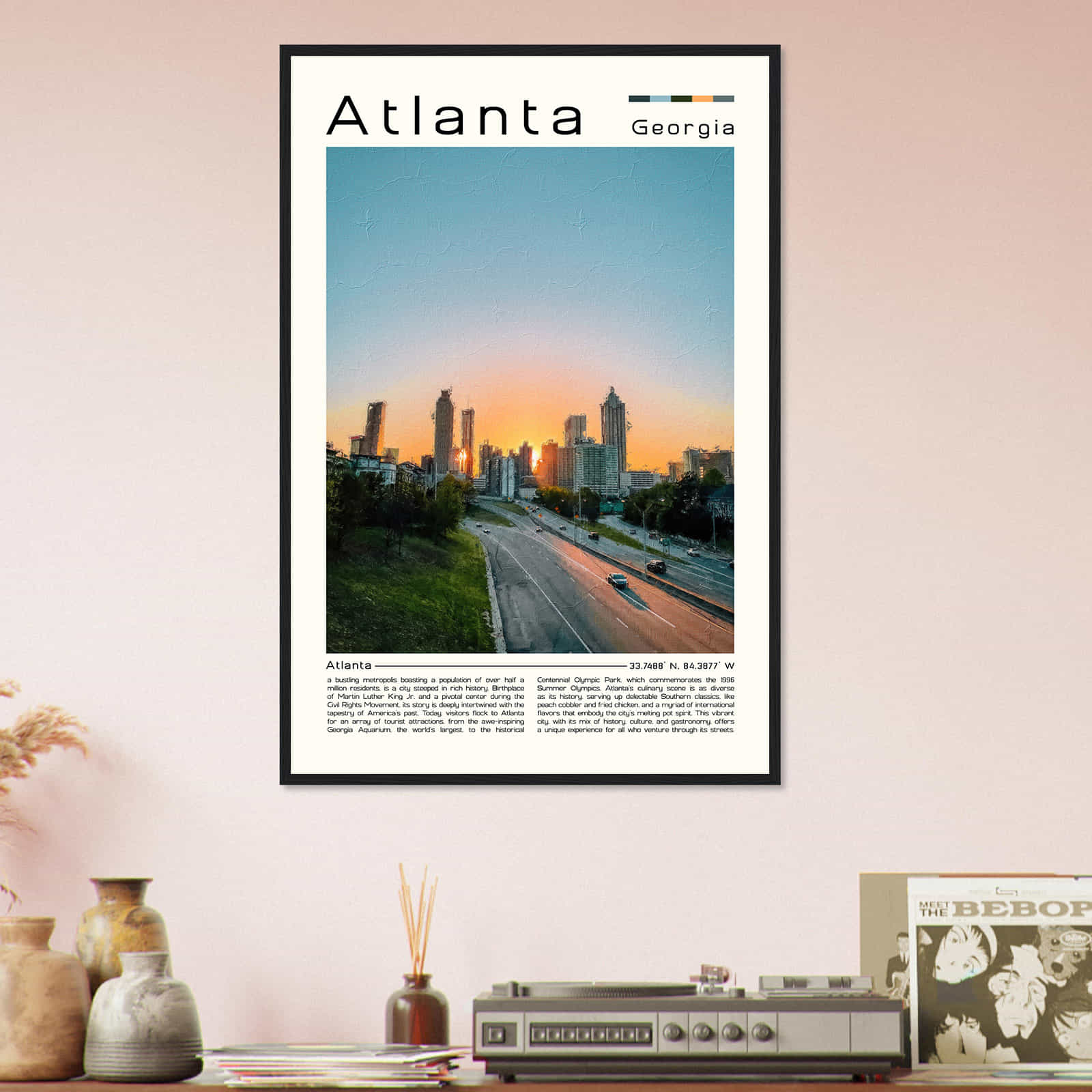 Atlanta Cityscape Poster Print, Atlanta Digital Oil