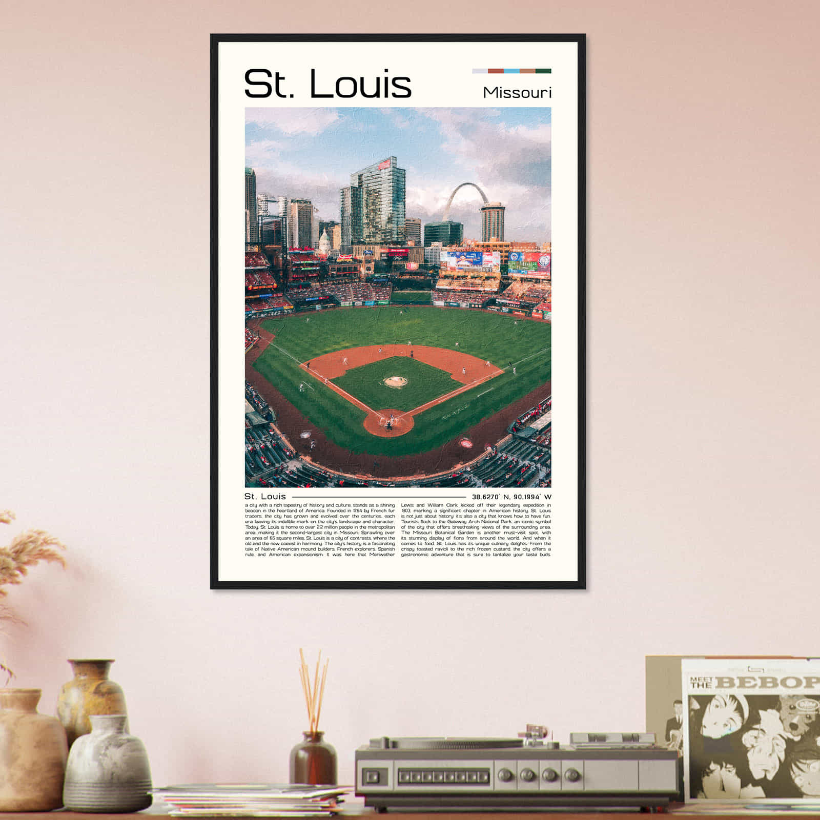 St. Louis Missouri Cityscape Poster Print, St. Louis Missouri Digital Oil Paint Poster DS-2