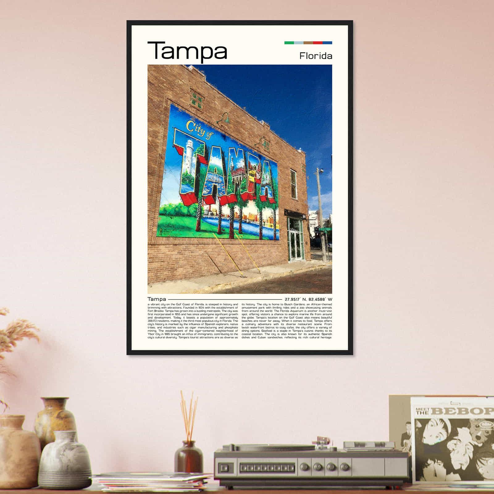 Tampa Florida Cityscape Poster Print, Tampa Florida Digital Oil Paint