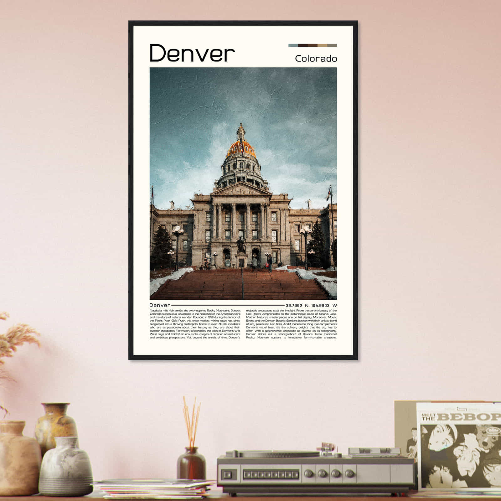 Denver Colorado Cityscape Poster Print, Denver Colorado Digital Oil Paint Poster DS-5