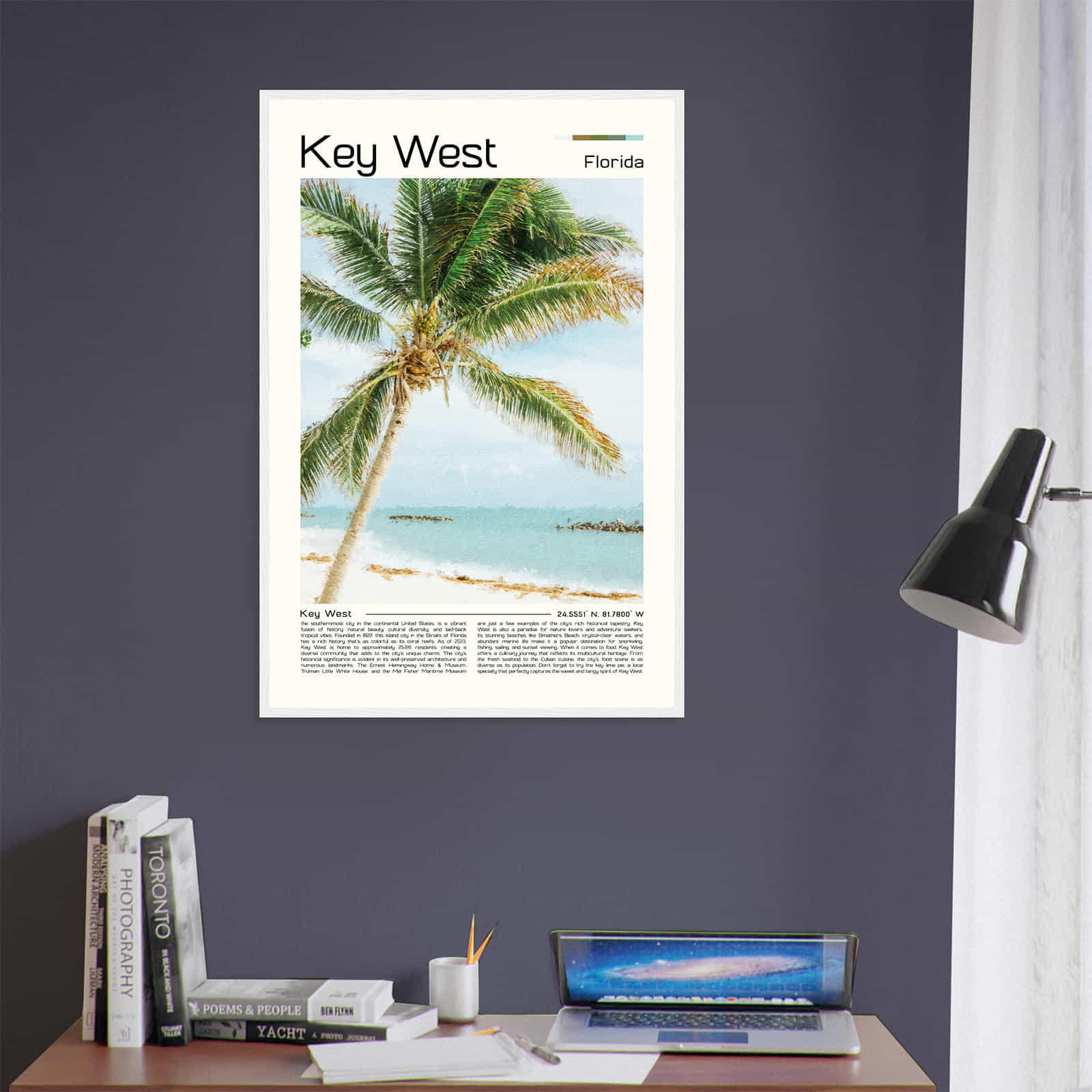 Key West Florida Cityscape Poster Print, Key West Florida Digital Oil