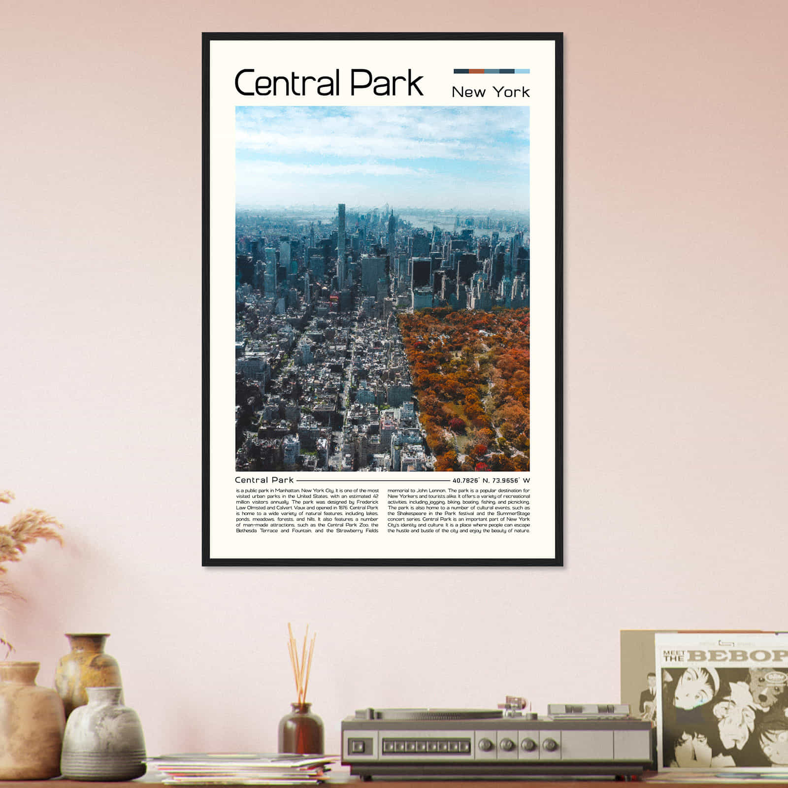 Center Park New York Cityscape Poster Print, Center Park New York Digital Oil Paint Poster DS-3
