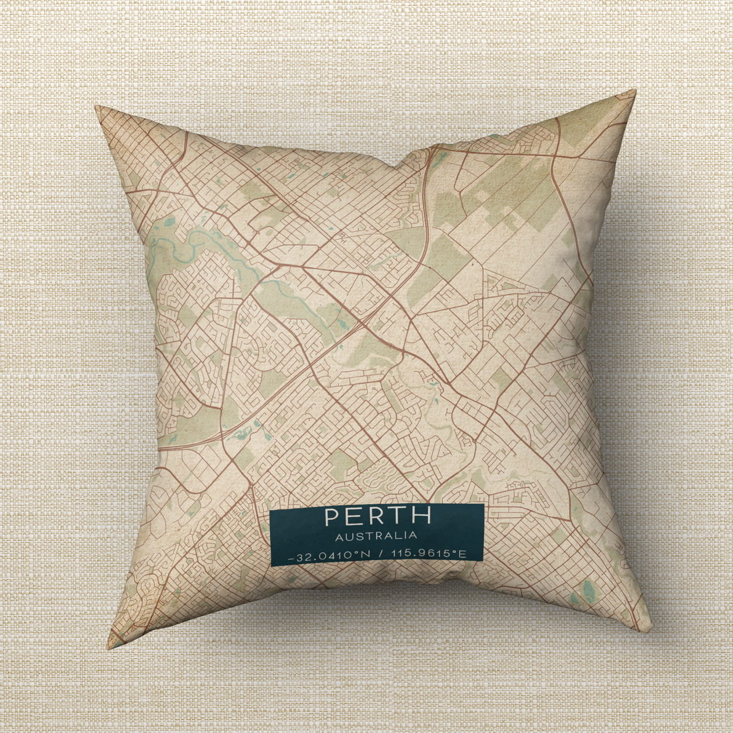 Vintage Perth Australia Map Pillow, Custom Double Sided Pillow Custom