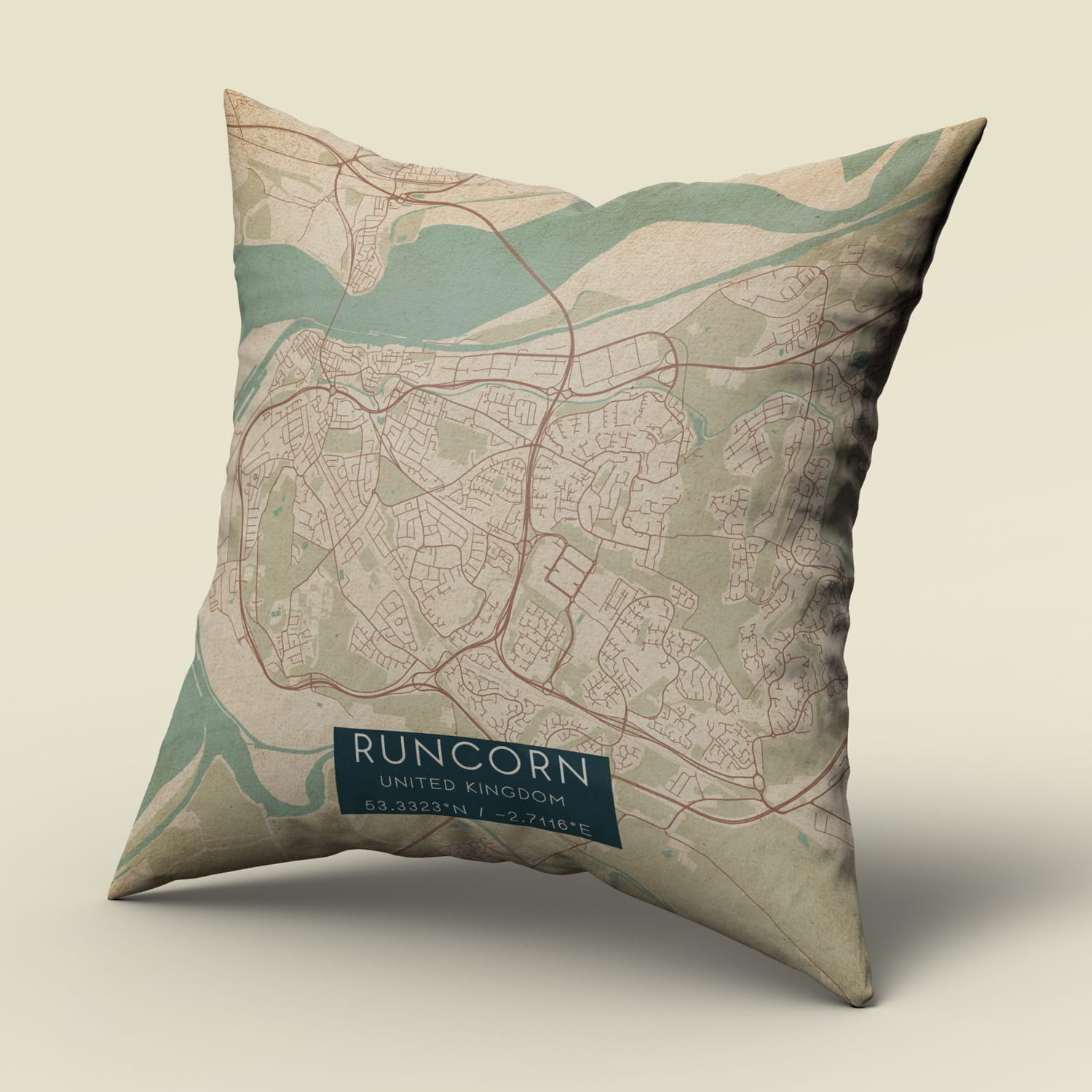 Vintage Runcorn United Kingdom Map Pillow, Custom Double Sided Pillow ...