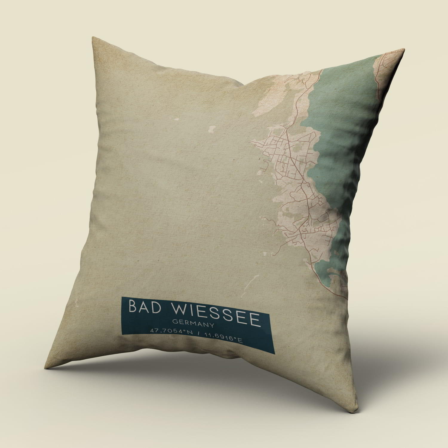 Vintage Bad Wiessee Germany Map Pillow, Custom Double Sided Pillow