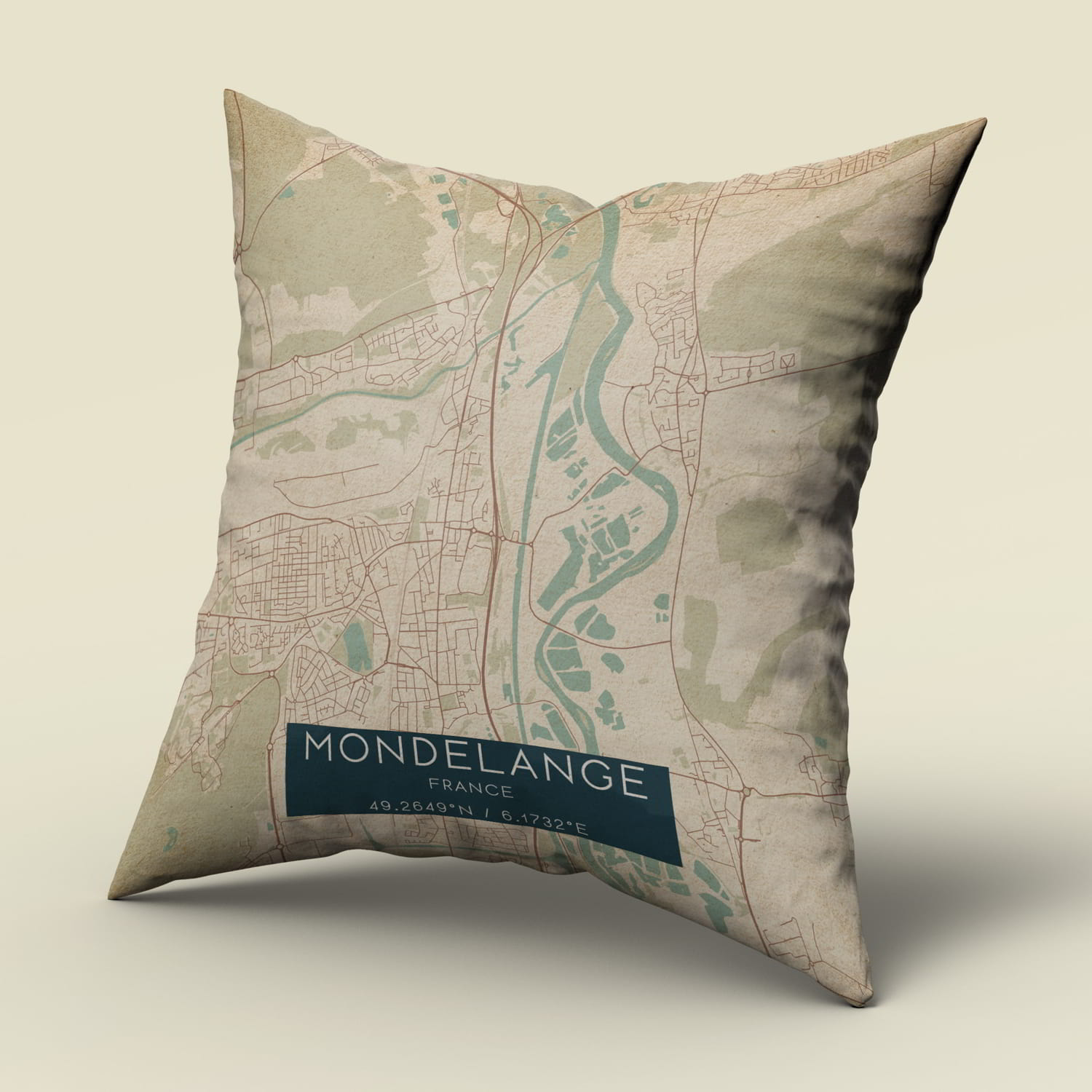 Vintage Mondelange France Map Pillow, Custom Double Sided Pillow Custom Maps & Posters