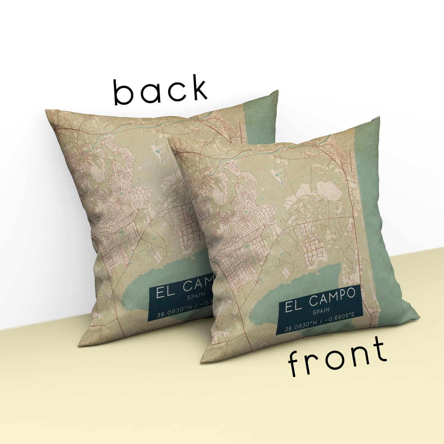Vintage El Campo Spain Map Pillow, Custom Double Sided Pillow Custom