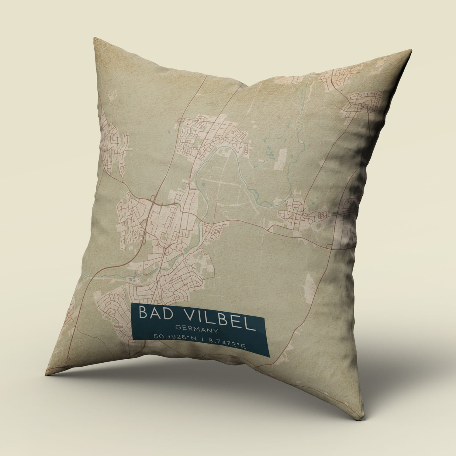 Vintage Bad Vilbel Germany Map Pillow, Custom Double Sided Pillow