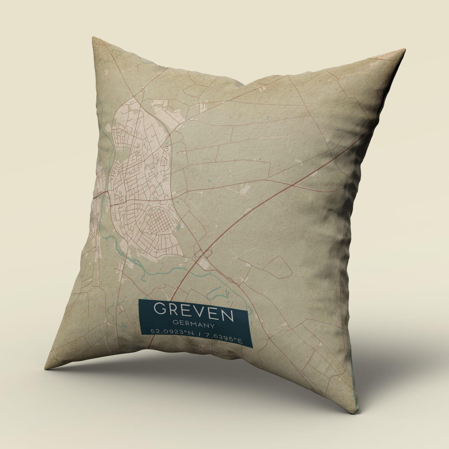 Greven Map Vintage Greven Germany Map Pillow, Custom Double Sided Pillow - Custom ...