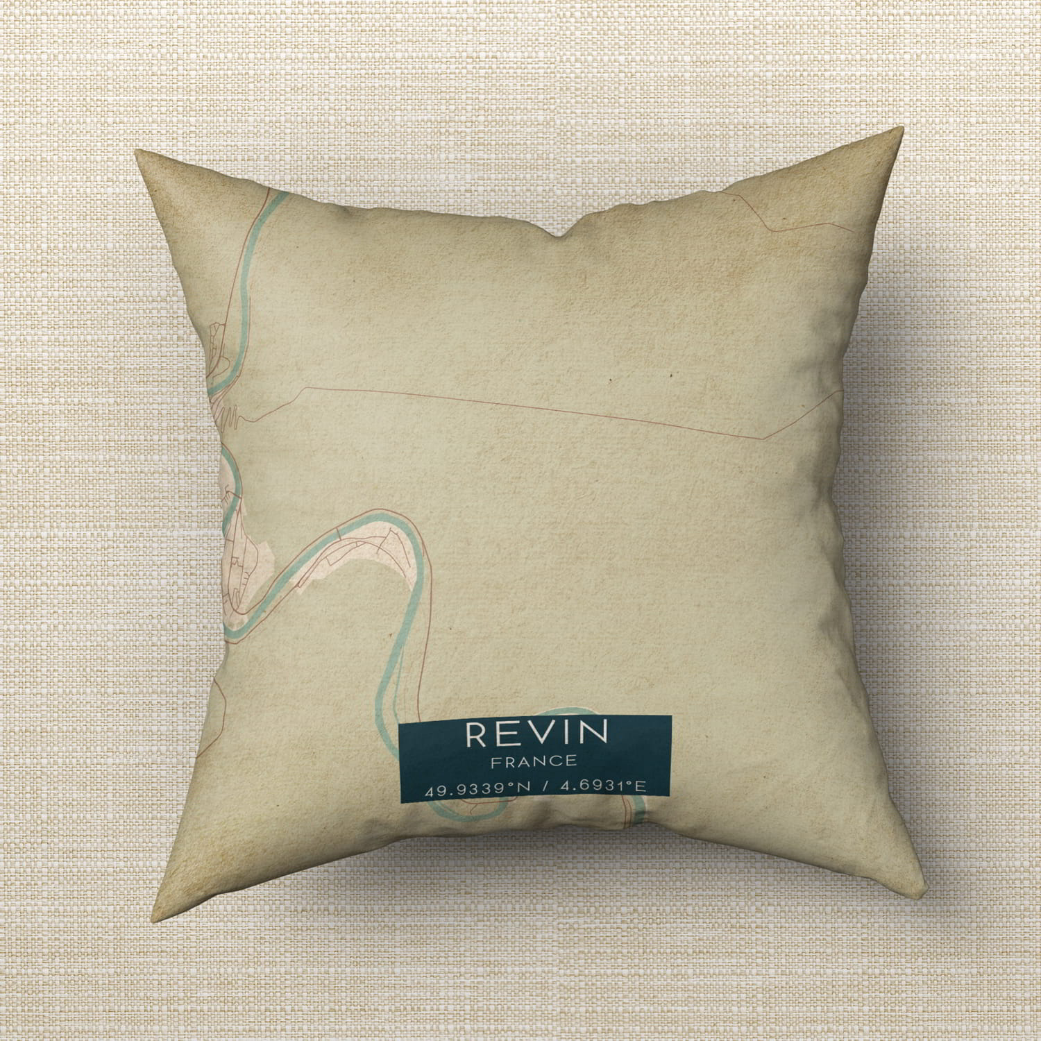 Vintage Revin France Map Pillow, Custom Double Sided Pillow Custom