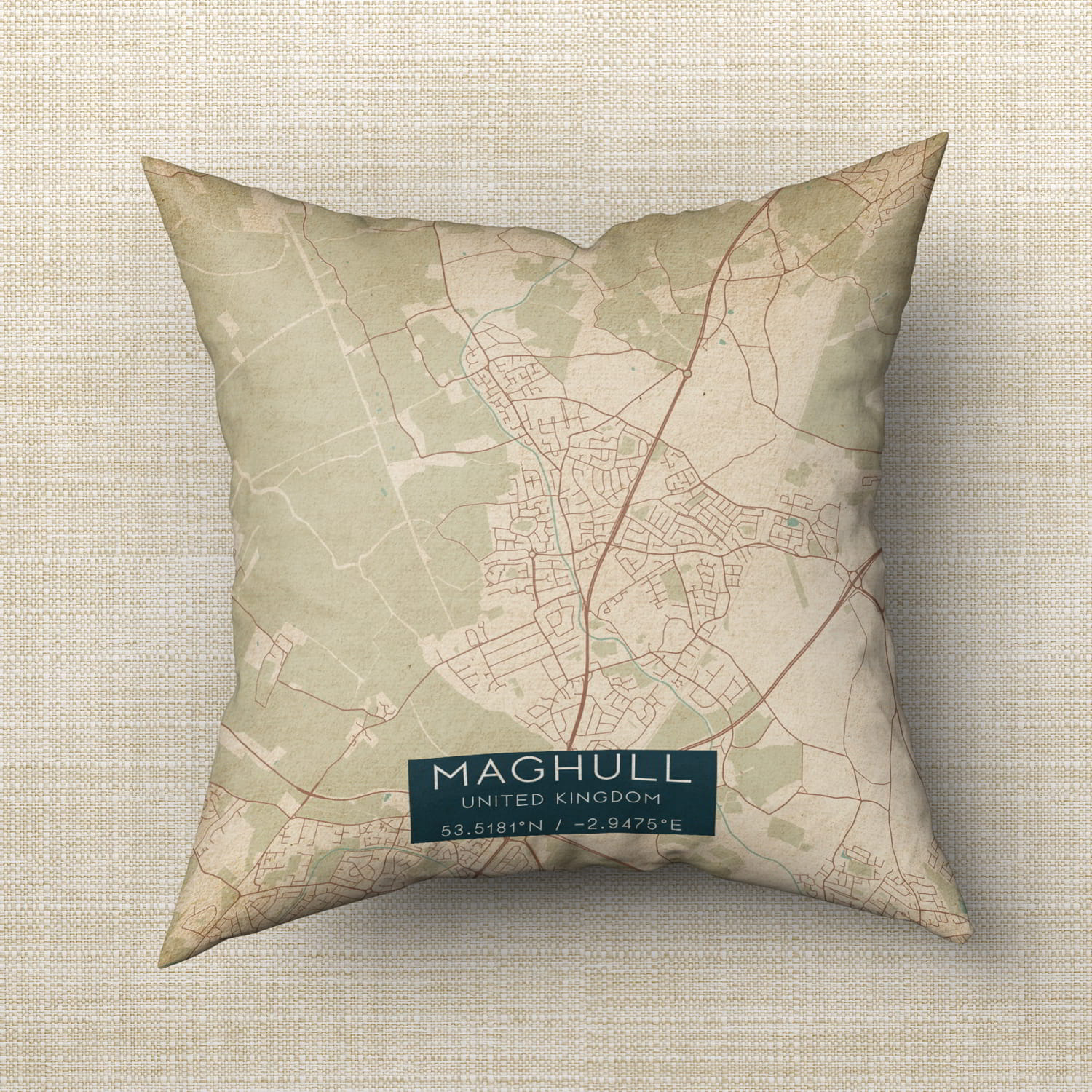 Maghull Map Vintage Maghull United Kingdom Map Pillow, Custom Double Sided Pillow ...