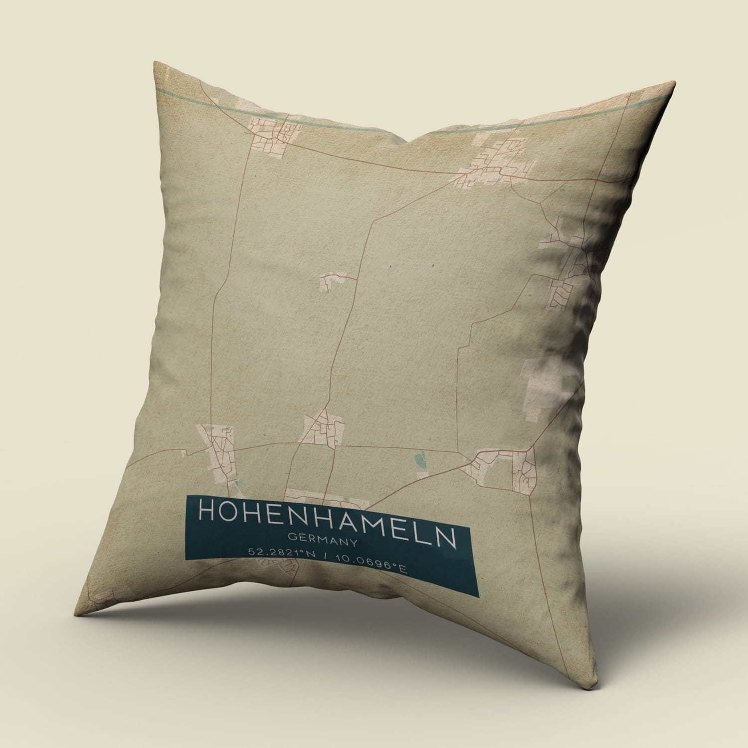 Vintage Hohenhameln Germany Map Pillow, Custom Double Sided Pillow