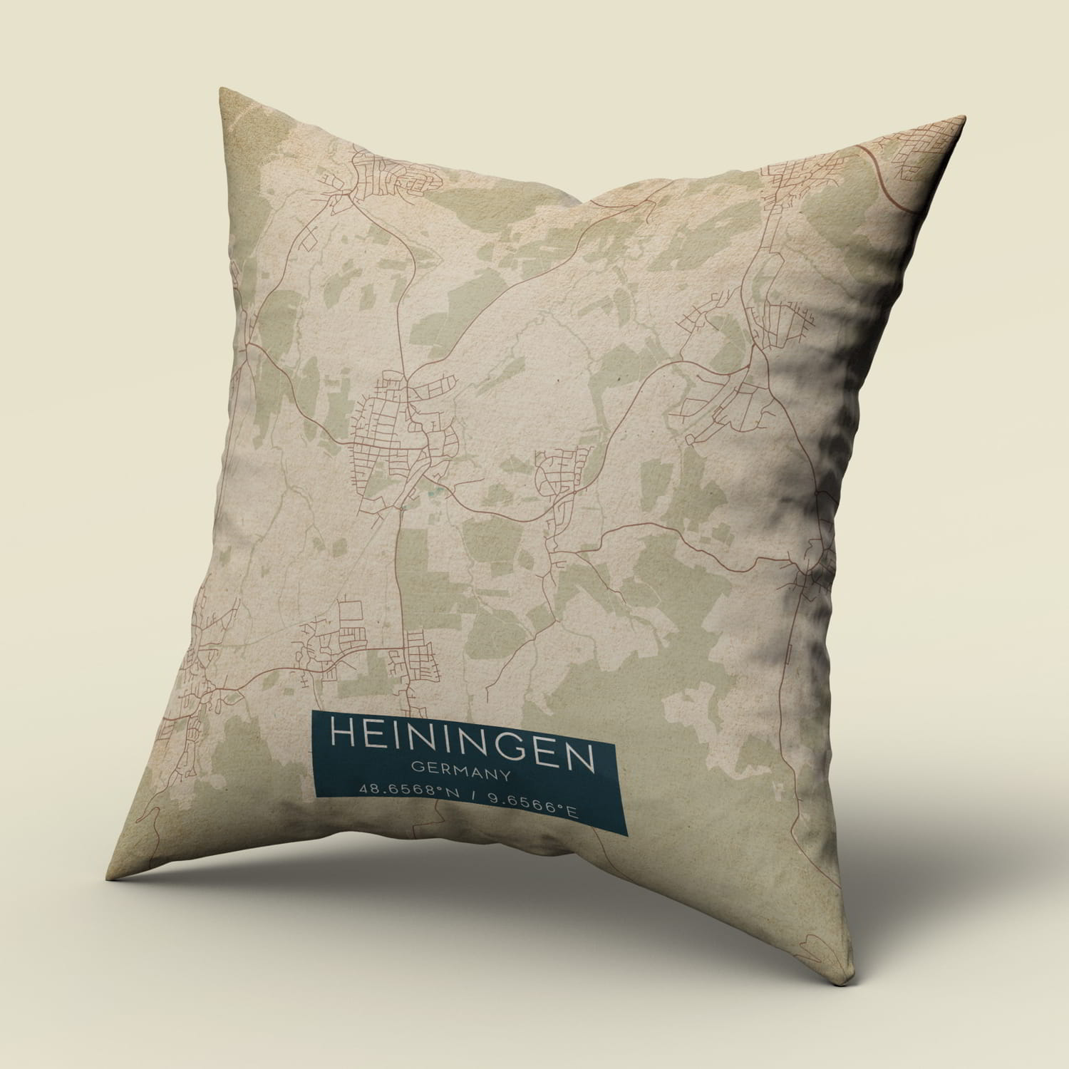 Heining Map Vintage Heiningen Germany Map Pillow, Custom Double Sided Pillow ...