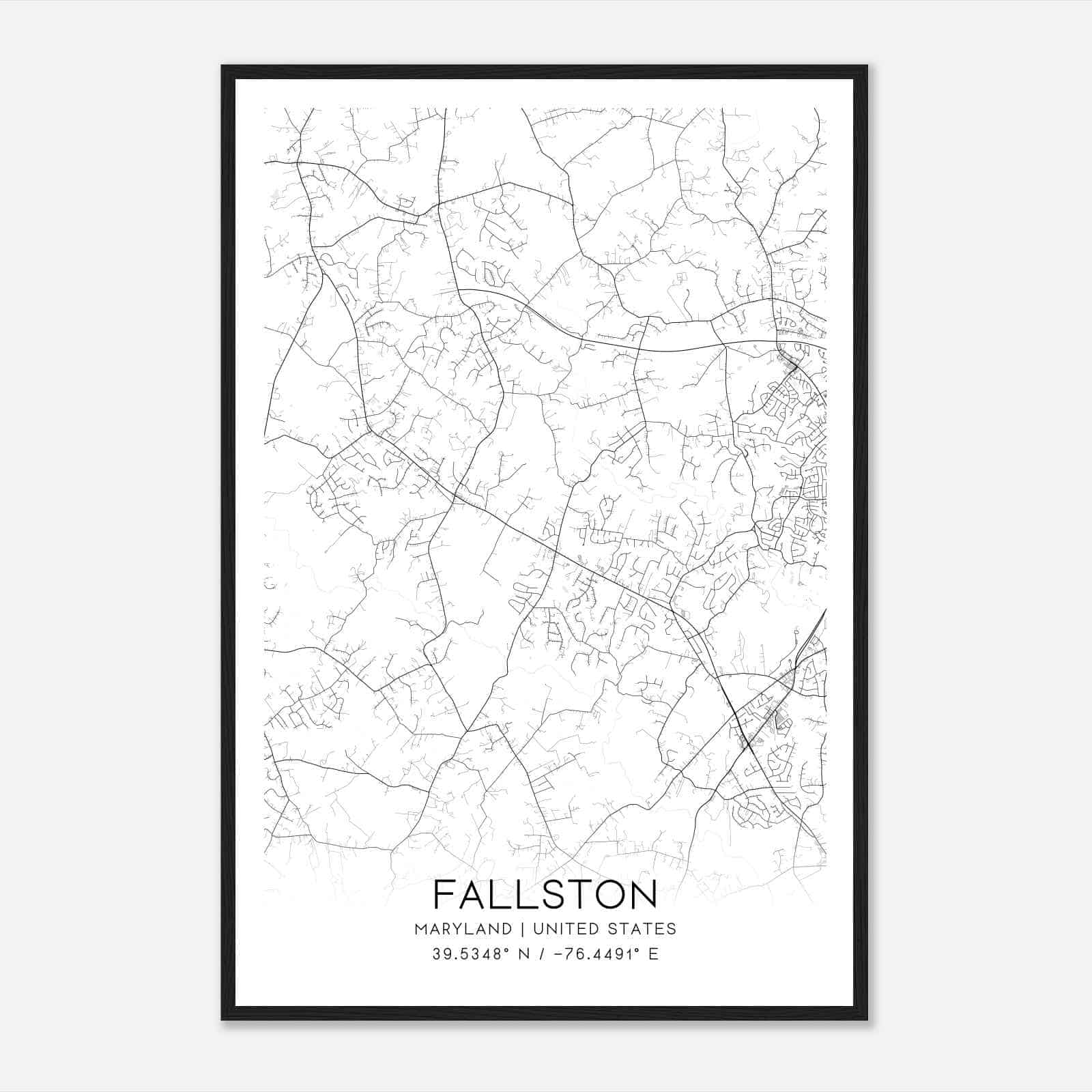 Fallston Maryland Map Poster, Modern Home Decor Wall Art Print