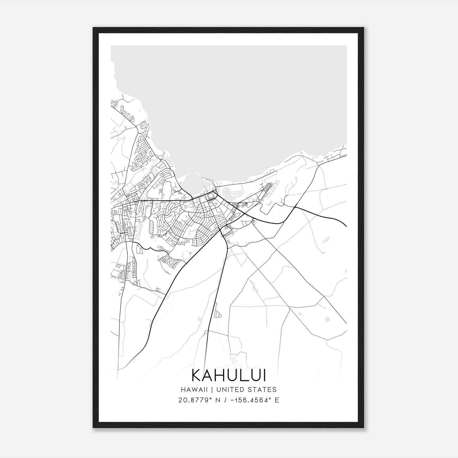 Kahului Hawaii Map Poster, Modern Home Decor Wall Art Print