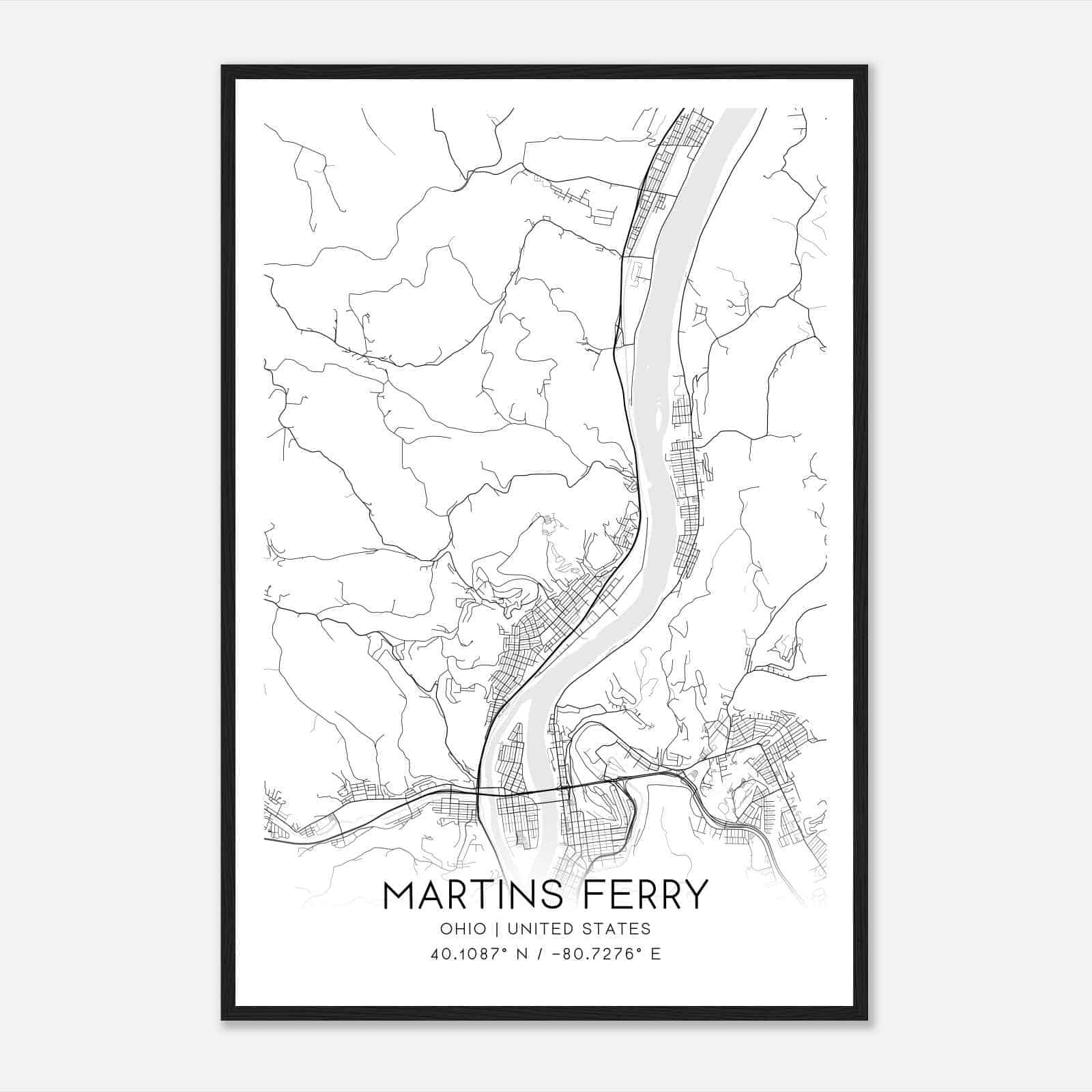 Custom Martins Ferry United States Map Poster Mapmory