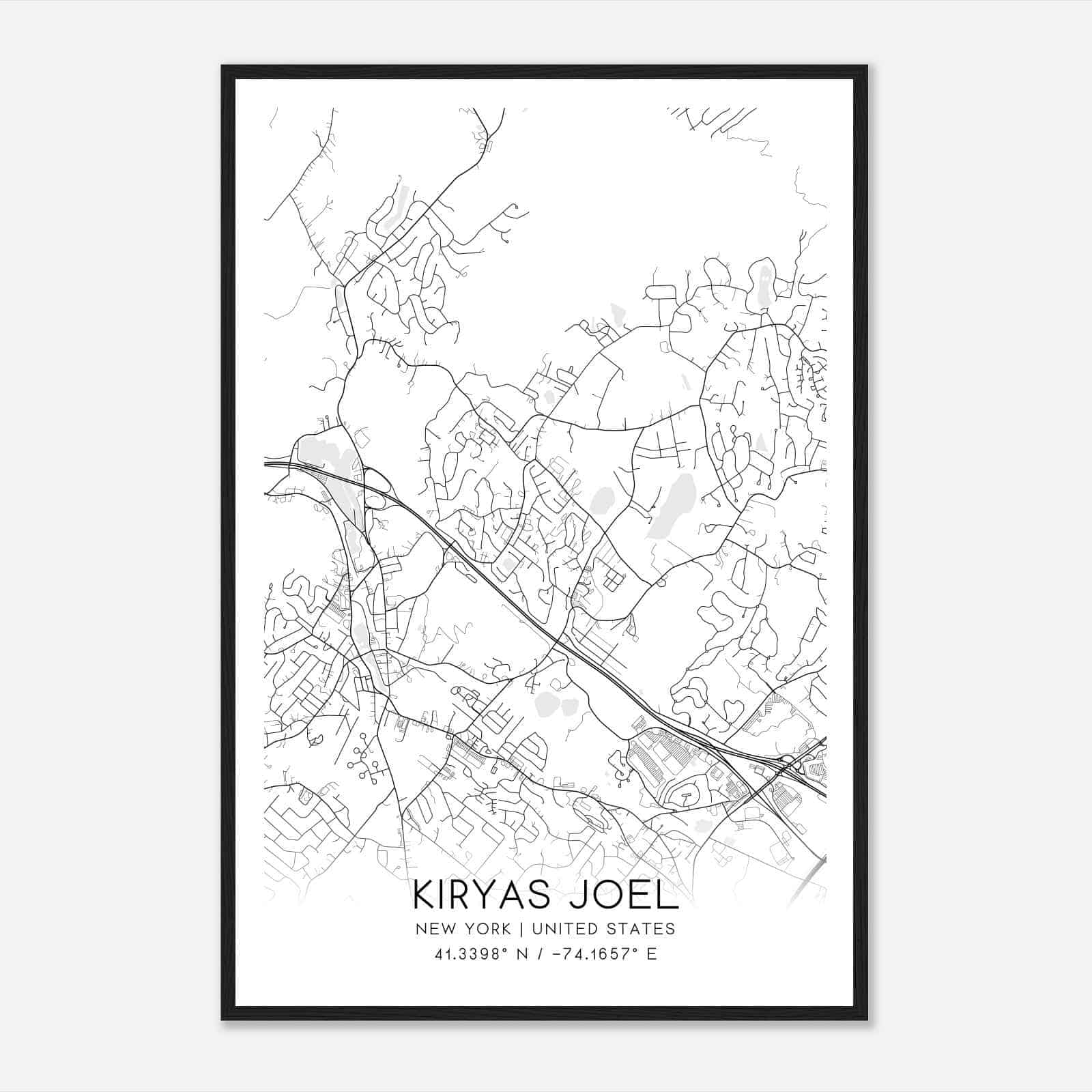 Kiryas Joel New York Map Poster, Modern Home Decor Wall Art Print