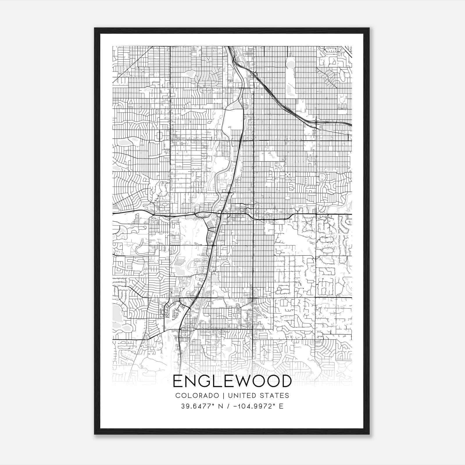 Englewood Colorado Map Poster, Modern Home Decor Wall Art Print