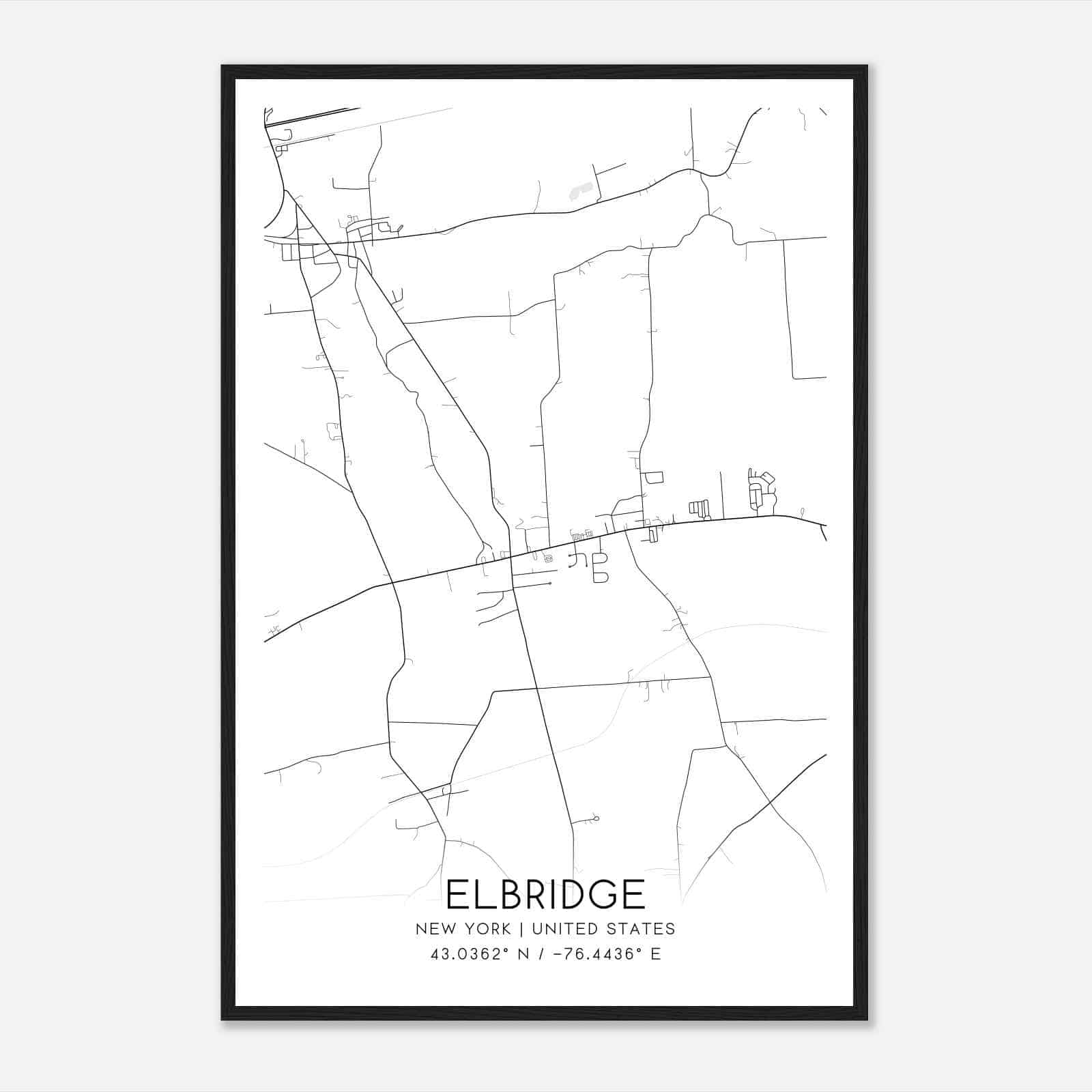 Elbridge New York Map Poster, Modern Home Decor Wall Art Print