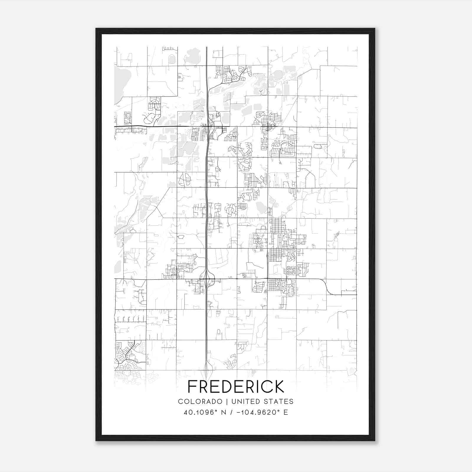 Frederick Colorado Map Poster, Modern Home Decor Wall Art Print