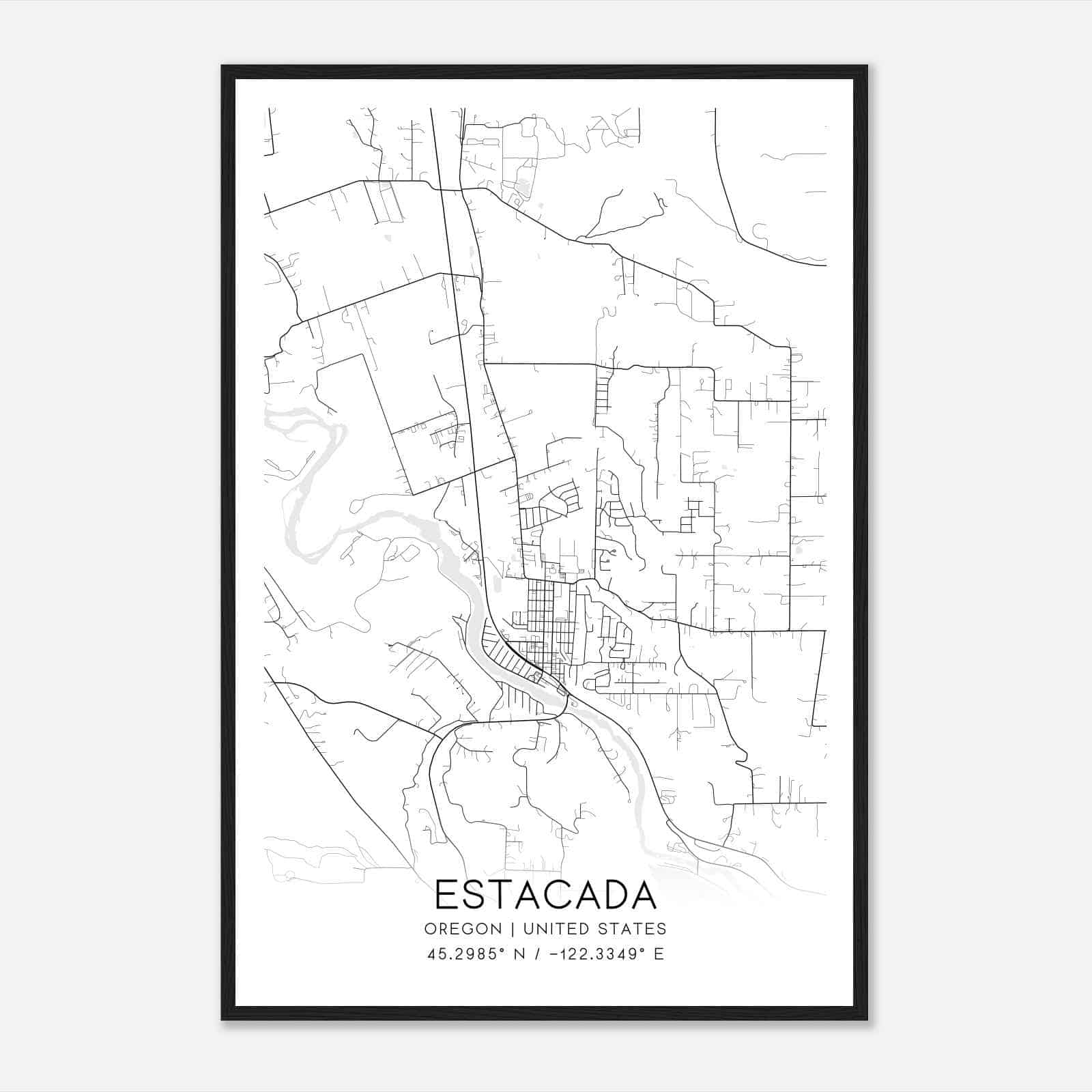 Estacada Oregon Map Poster, Modern Home Decor Wall Art Print