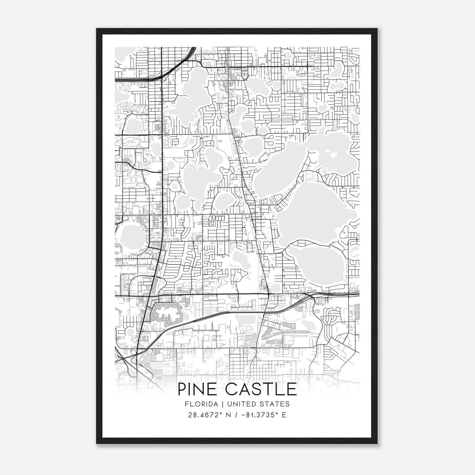 Pine Castle Florida Map Poster, Modern Home Decor Wall Art Print Pine Castle Florida Map Poster, Modern Home Decor Wall Art Print