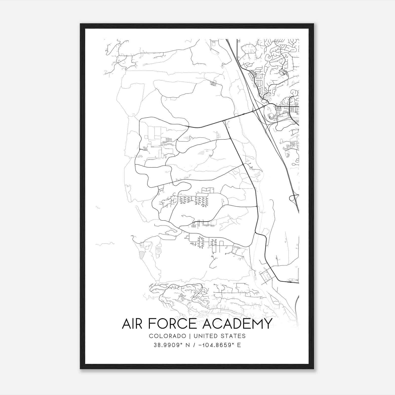 Air Force Academy Colorado Map Poster, Modern Home Decor Wall Art Print