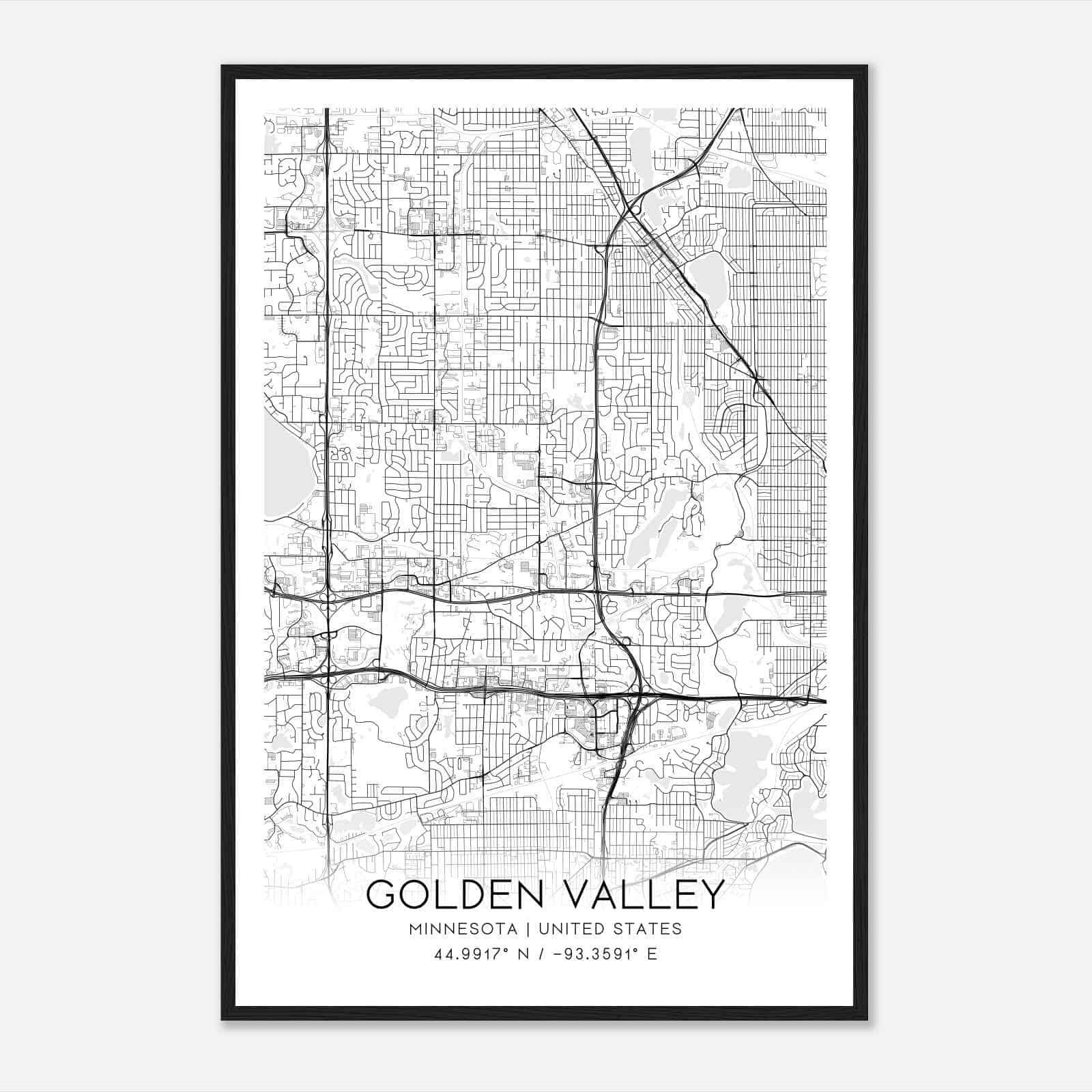 Golden Valley Minnesota Map Poster, Modern Home Decor Wall Art Print