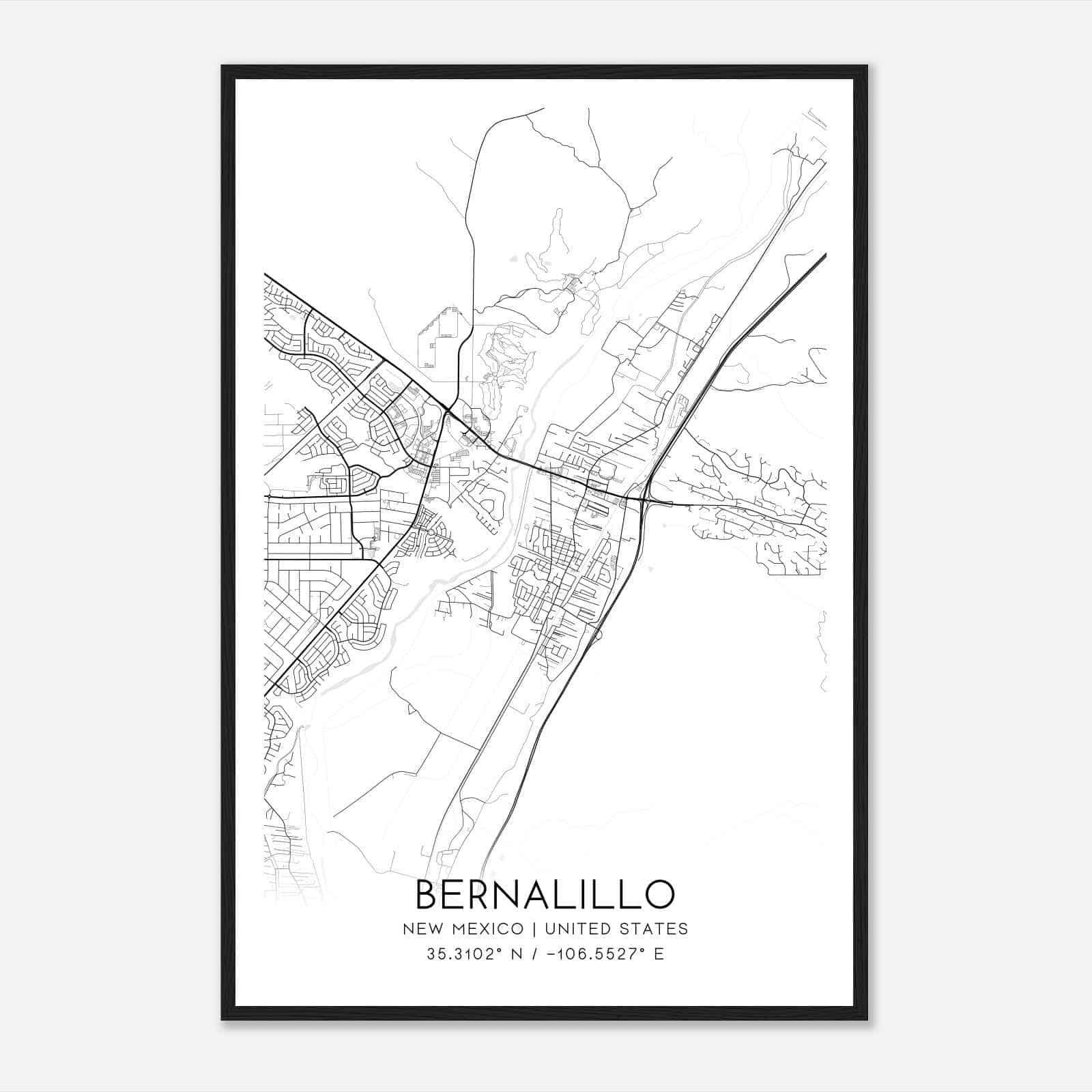 Bernalillo New Mexico Map Poster, Modern Home Decor Wall Art Print