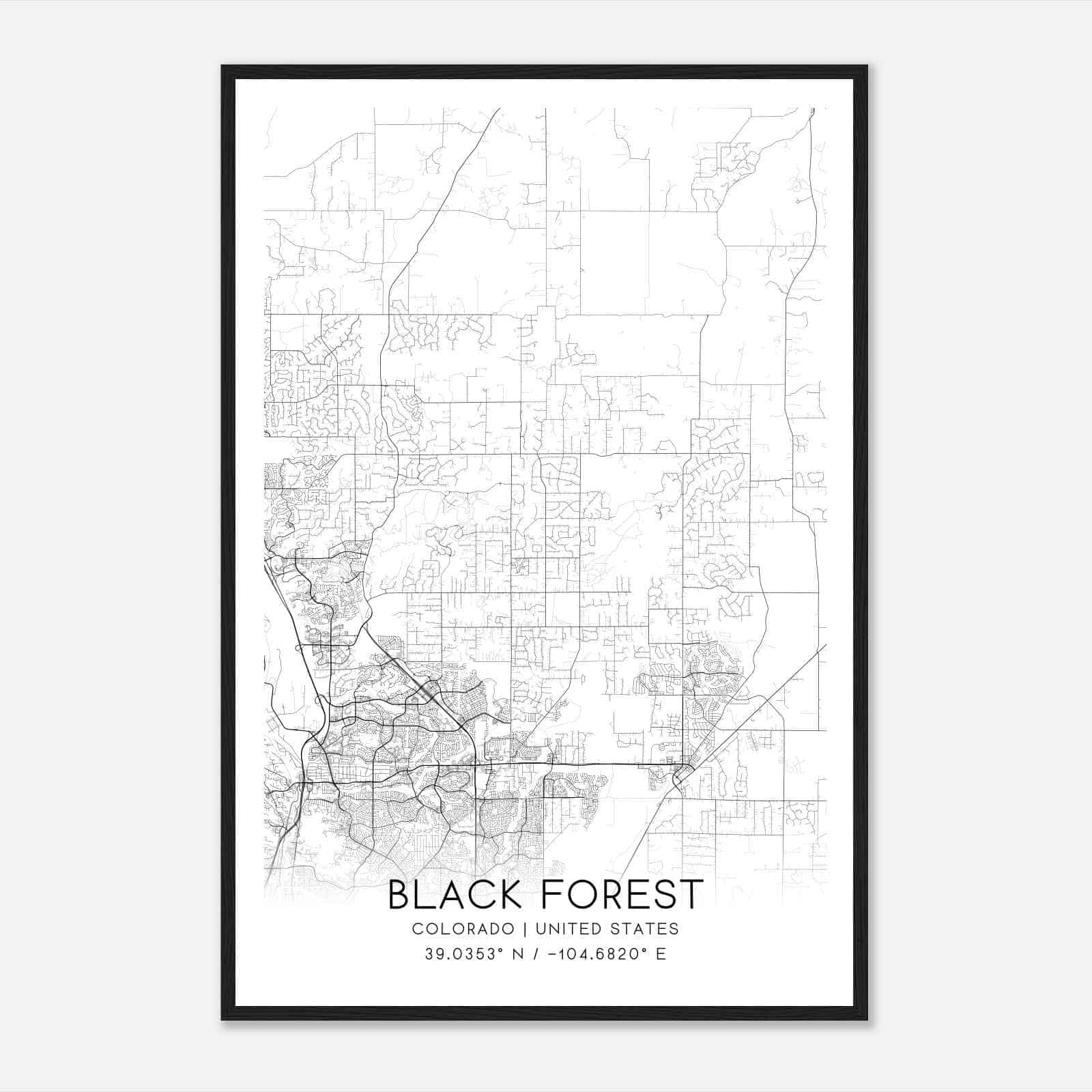 Black Forest Colorado Map Poster, Modern Home Decor Wall Art Print