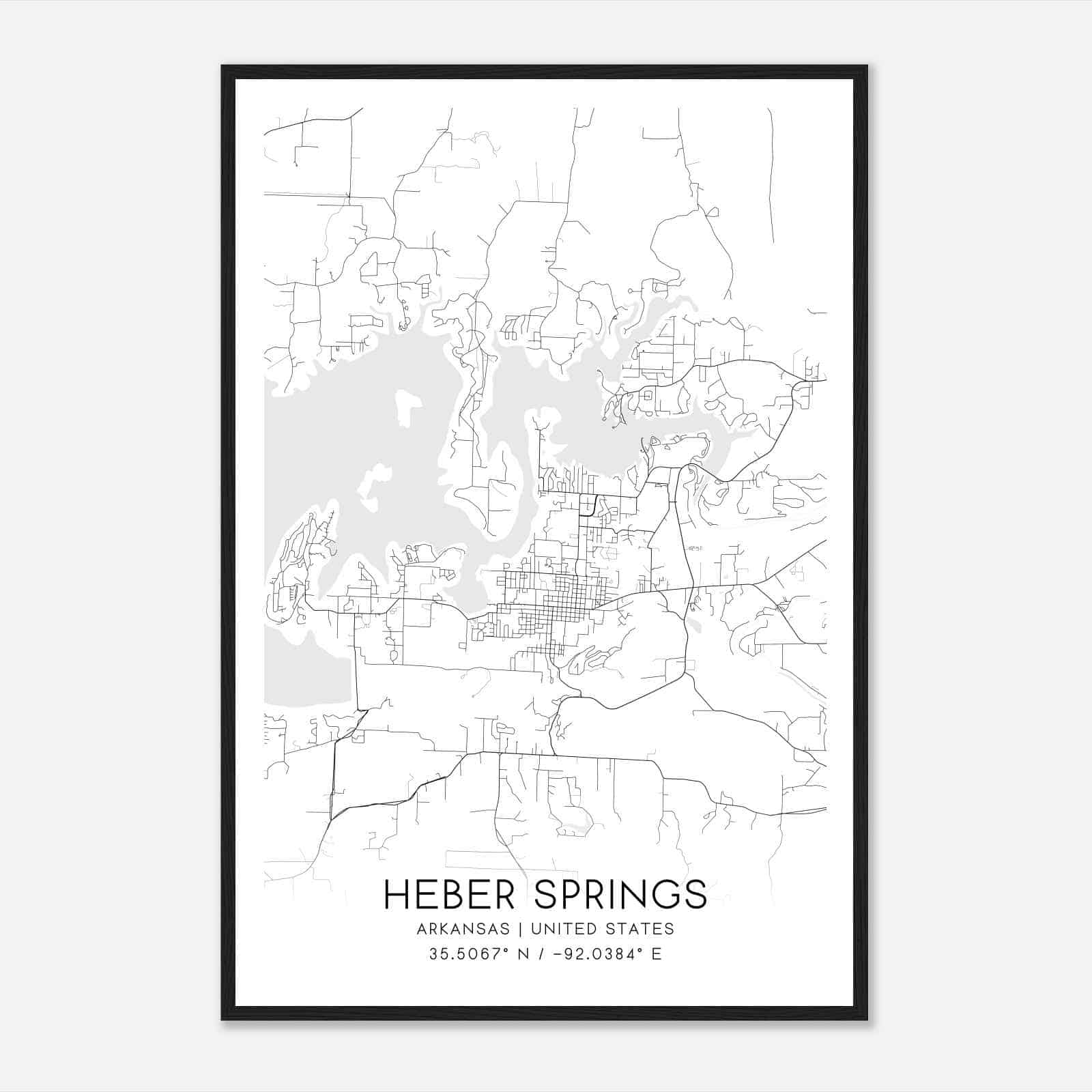 Heber Springs Arkansas Map Poster, Modern Home Decor Wall Art Print