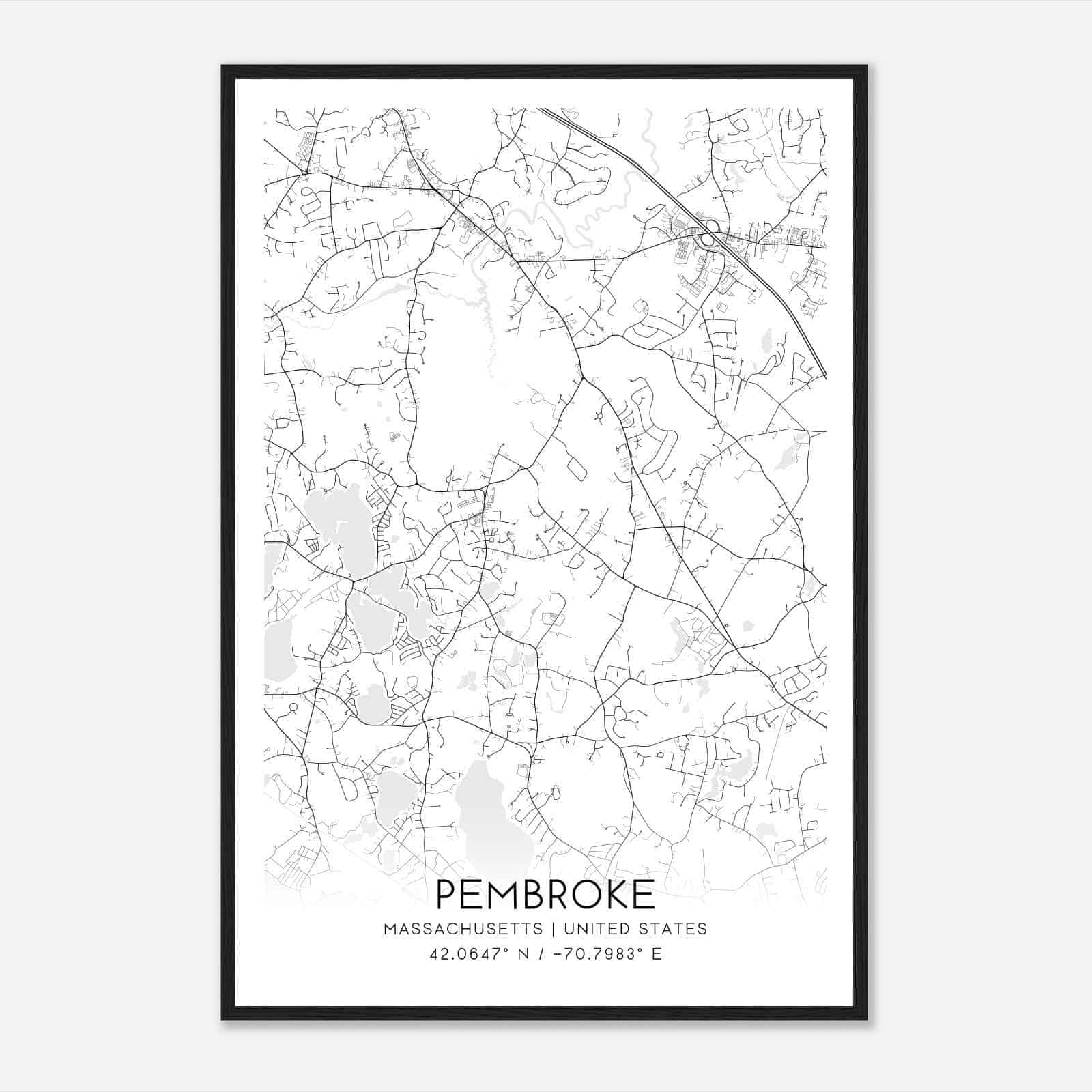 Pembroke Massachusetts Map Poster, Modern Home Decor Wall Art Print Pembroke Massachusetts Map Poster, Modern Home Decor Wall Art Print