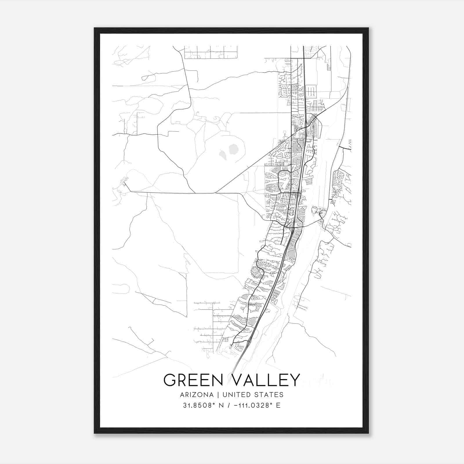 Green Valley Arizona Map Poster, Modern Home Decor Wall Art Print