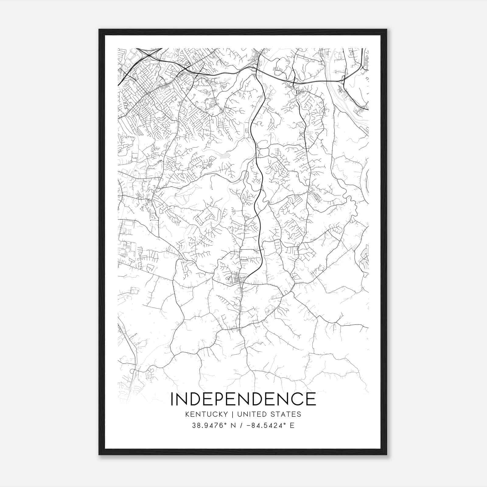 Independence Kentucky Map Poster, Modern Home Decor Wall Art Print