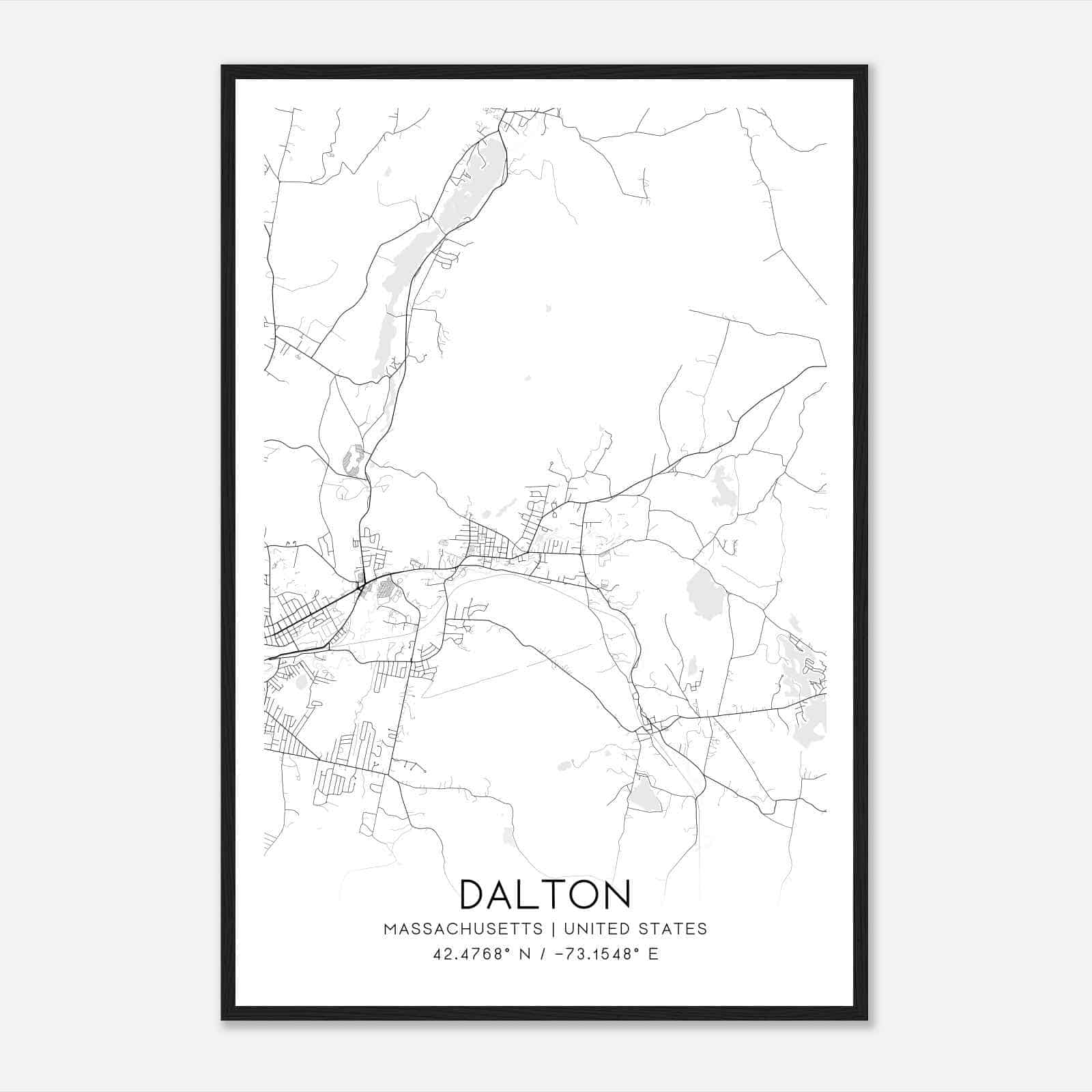 Dalton Massachusetts Map Poster, Modern Home Decor Wall Art Print