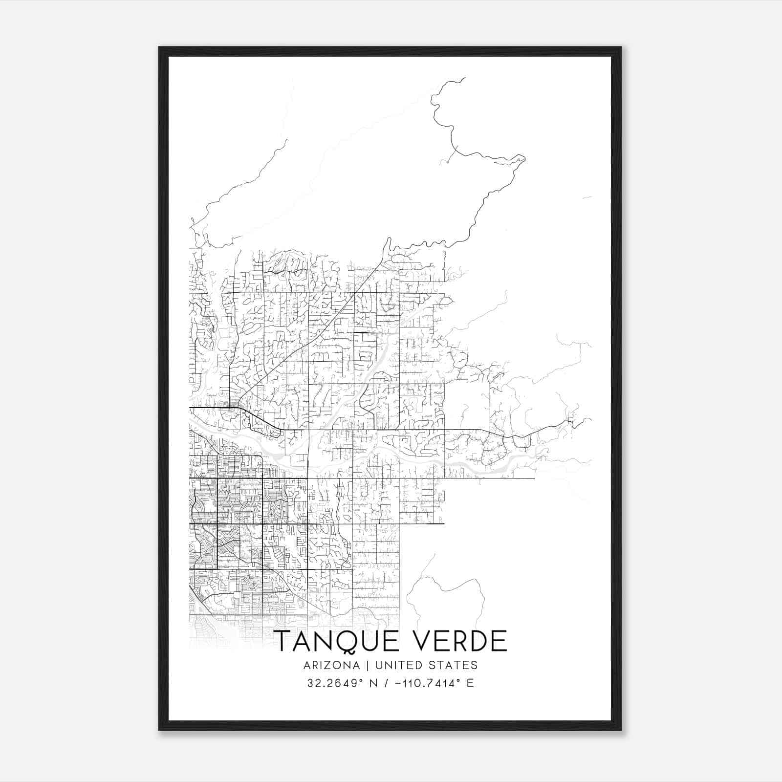 Tanque Verde Arizona Map Poster, Modern Home Decor Wall Art Print Tanque Verde Arizona Map Poster, Modern Home Decor Wall Art Print